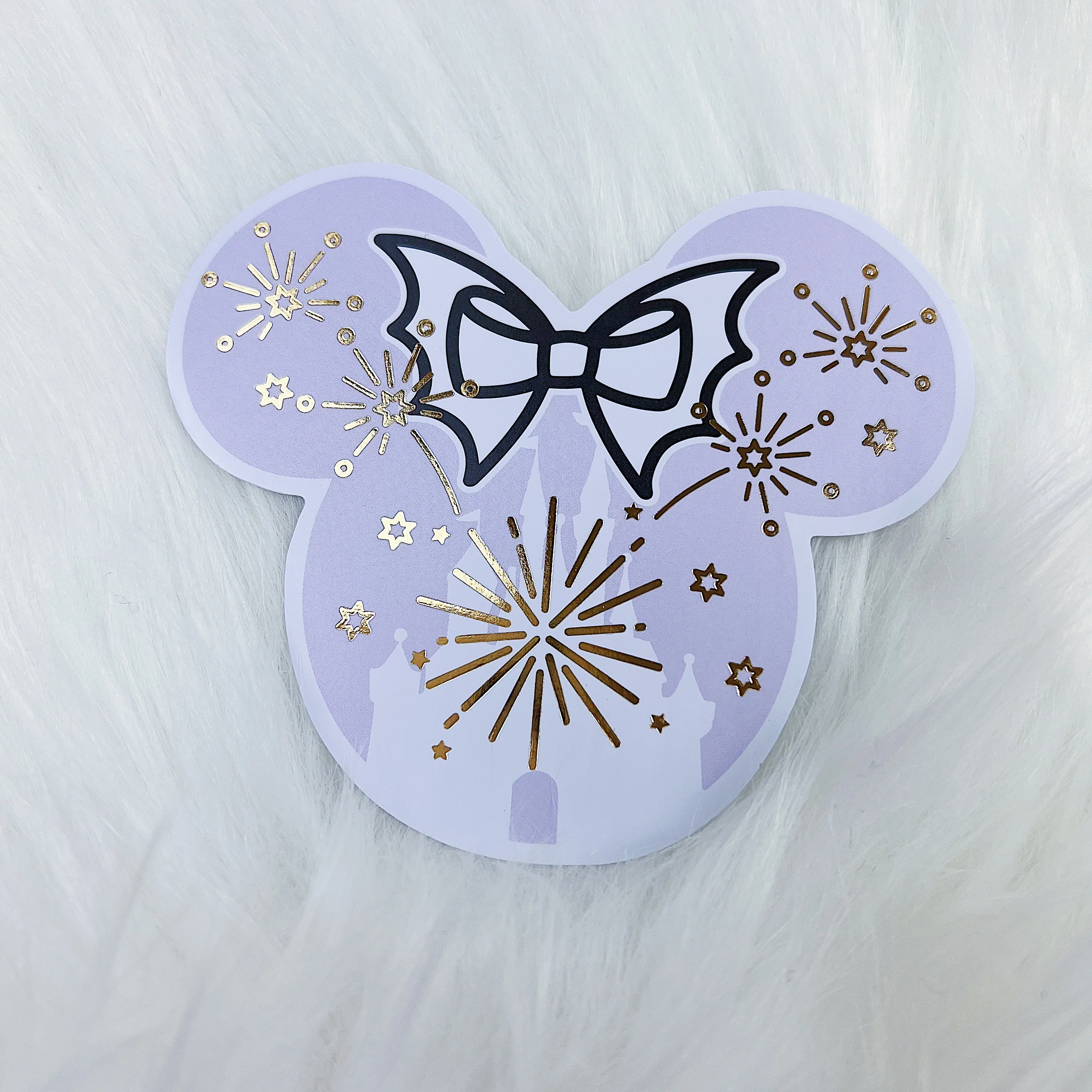 Lilac Mouse Vinyl Die Cut | Gold Foiled