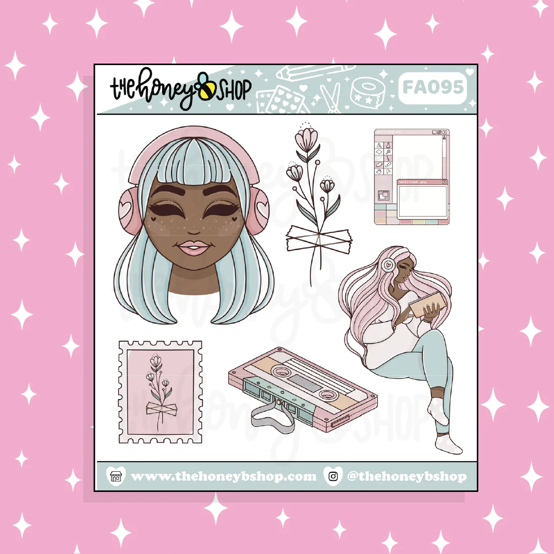 Lofi Vibes Babe Doodle Sticker | Choose your Skin Tone! - Image 3