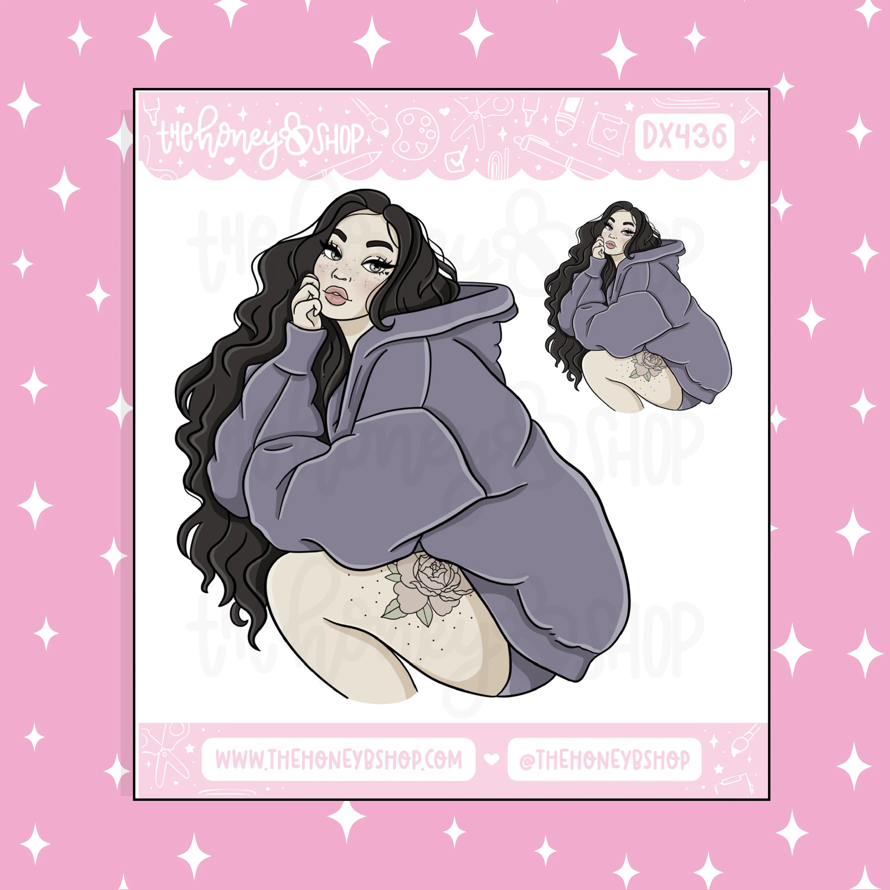 Lounging Cutie Babe Doodle Sticker | Choose your Skin Tone! - Image 2