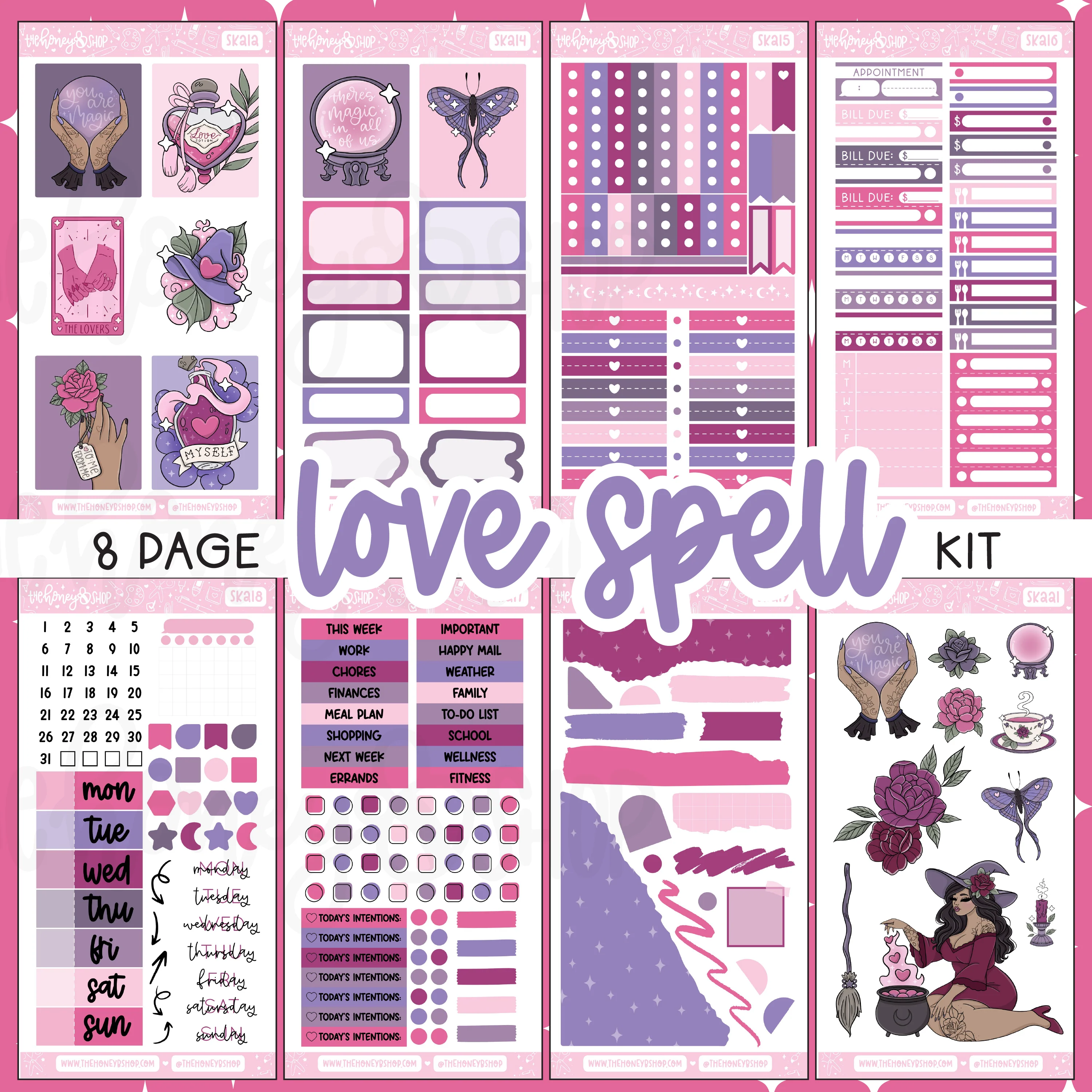 Love Spell | 8 Page Weekly Kit | Choose your Skin Tone!