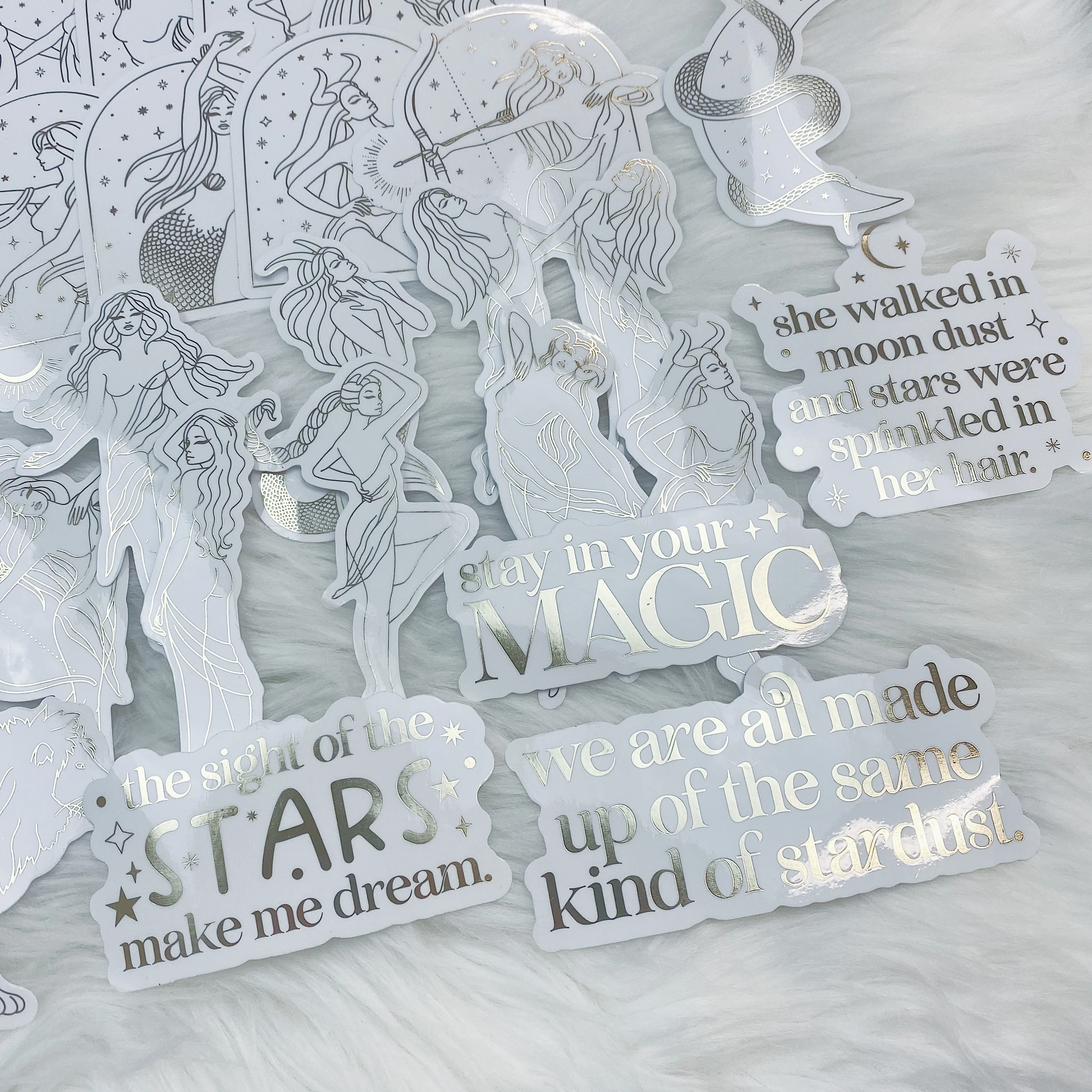 Lunar Eclipse Zodiac Clear Sticker Die Cut Pack | Soft Gold Foiled - Image 6