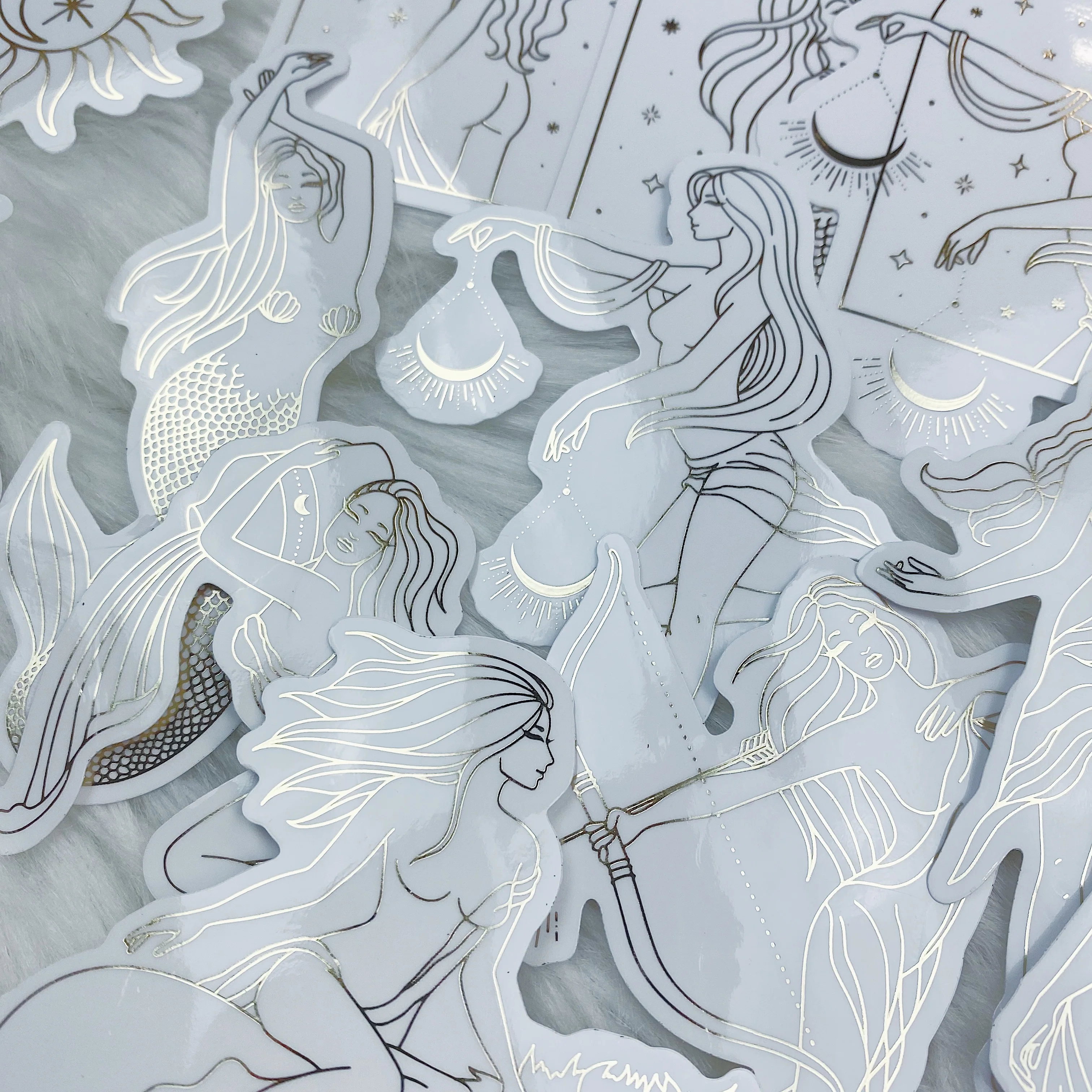 Lunar Eclipse Zodiac Clear Sticker Die Cut Pack | Soft Gold Foiled - Image 8