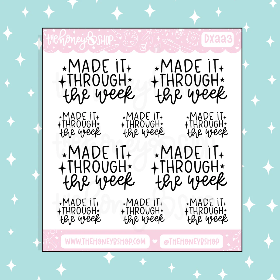 Made It Through The Week Lettering Doodle Sticker