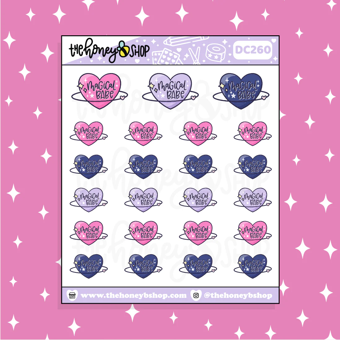 Magical Babe Heart Planet Doodle Sticker