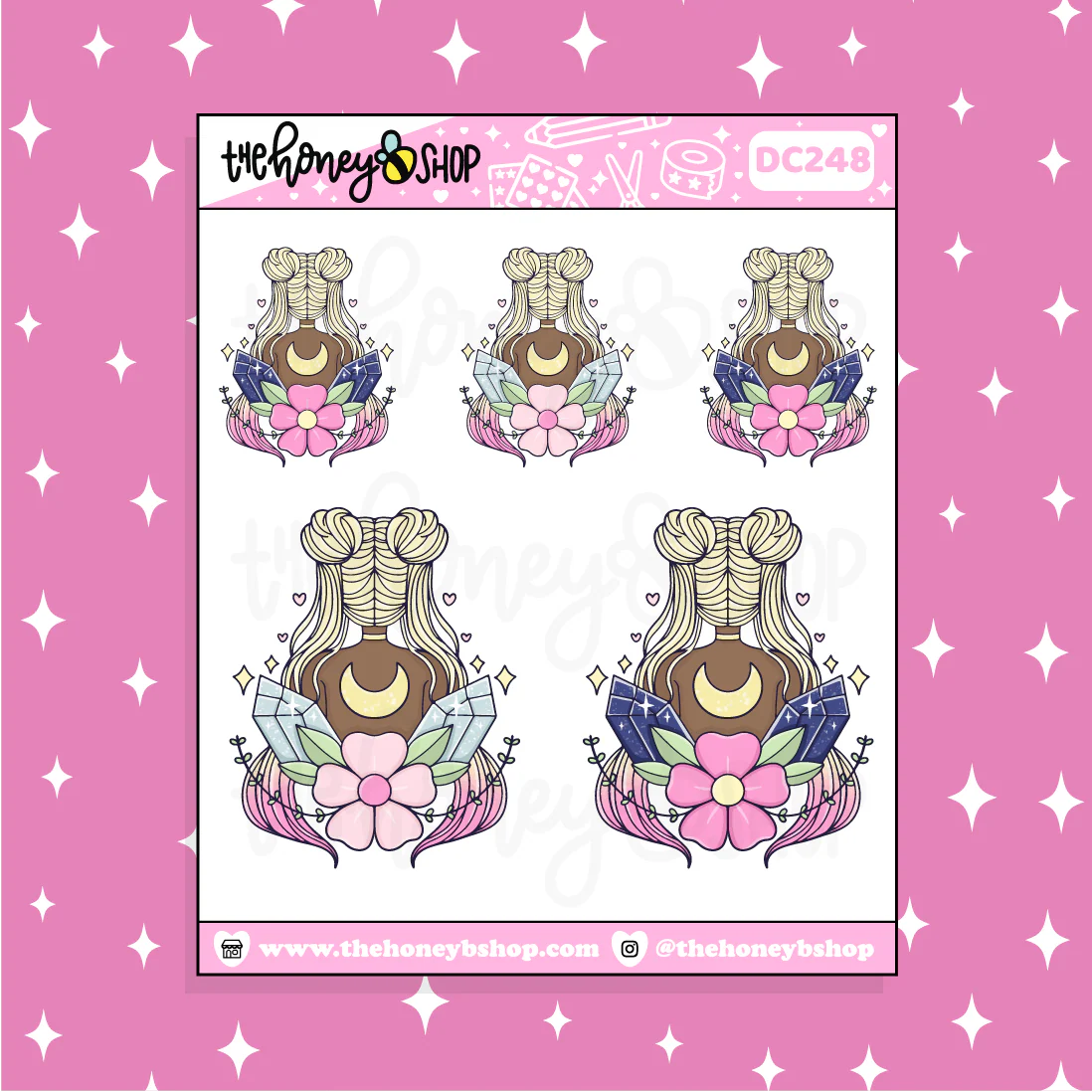 Magical Moon Crystal Babe Doodle Sticker | Choose your Skin Tone! - Image 3