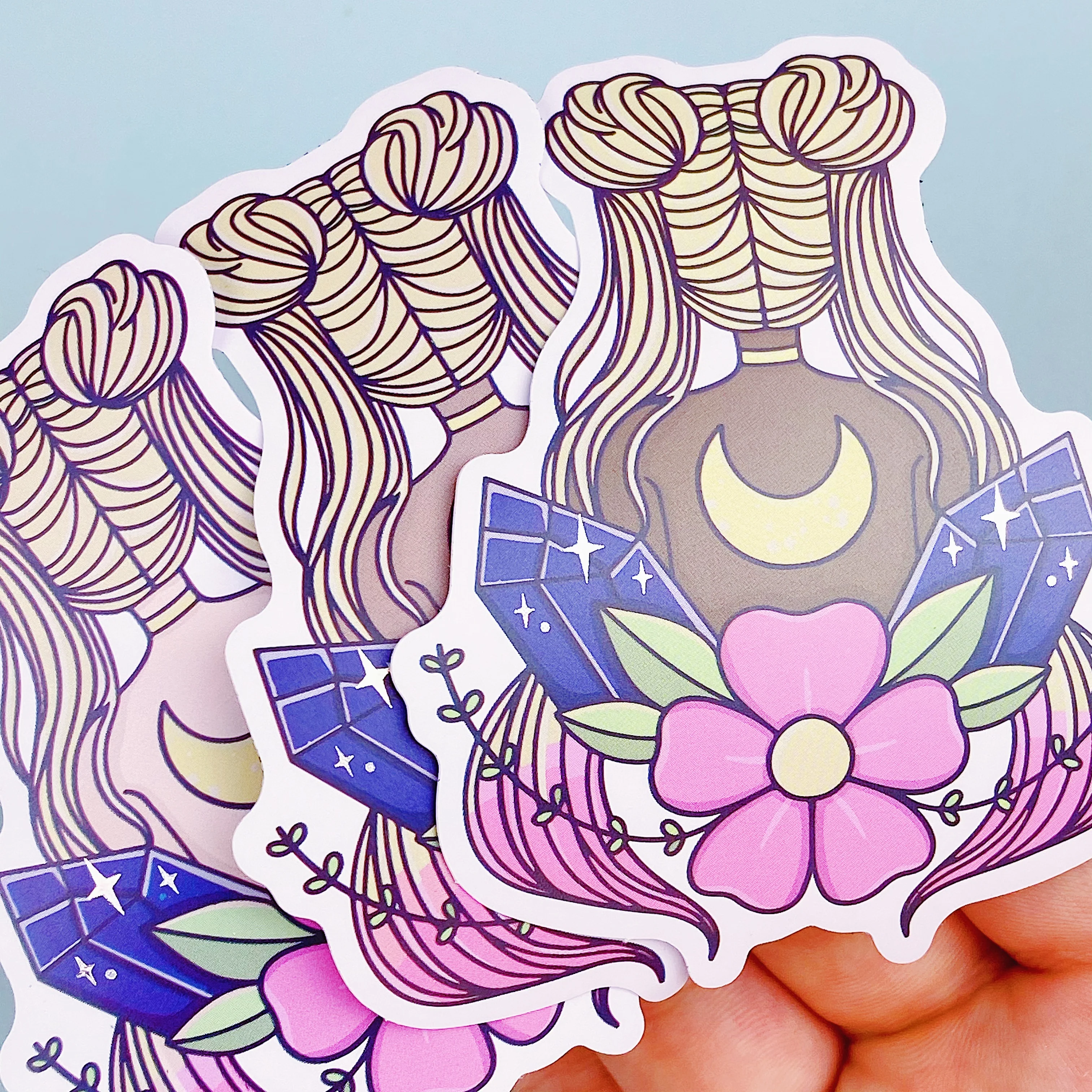 Magical Moon Crystal Babe Vinyl Die Cut | Holo Foil | Choose your Skin Tone! - Image 2