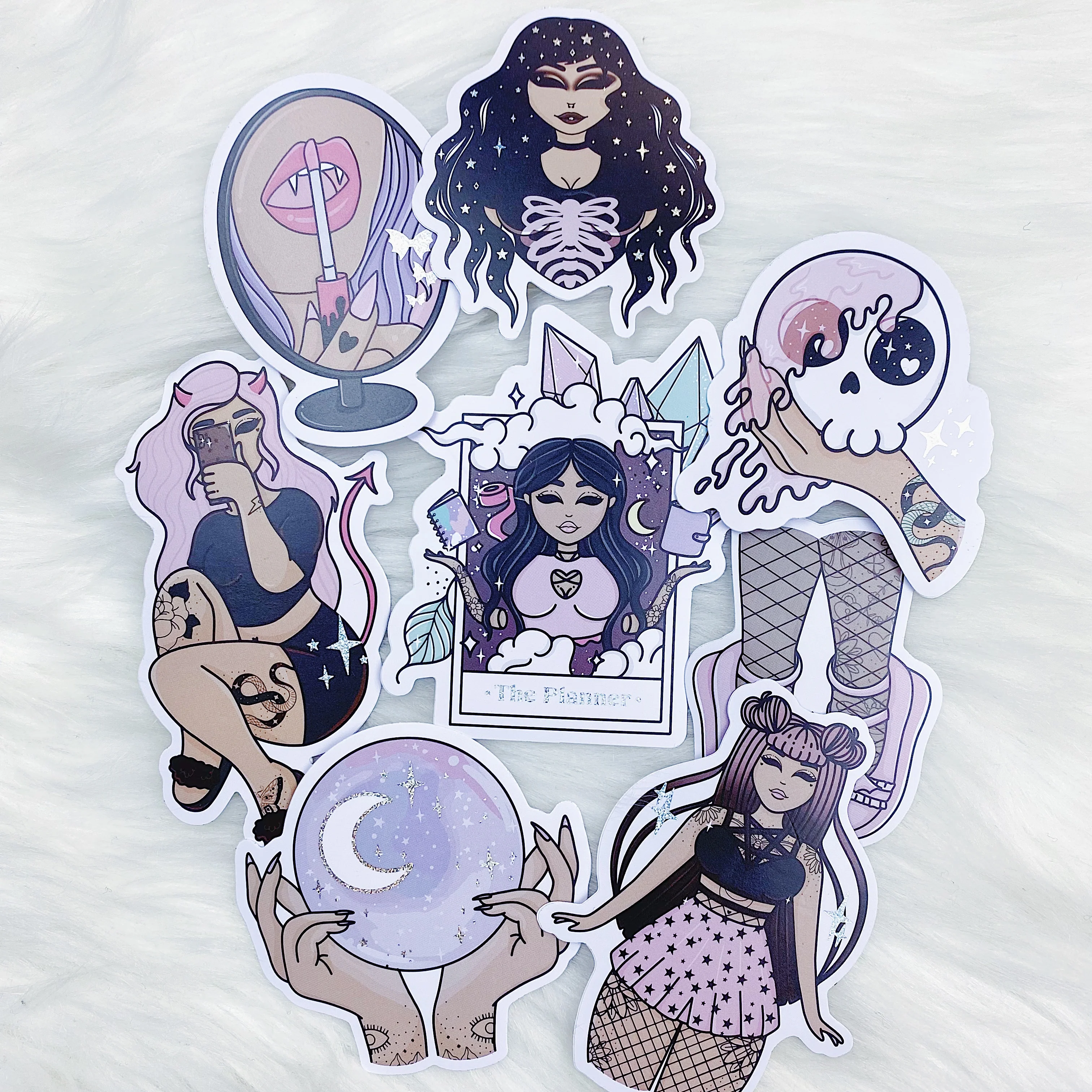 Medium Skin Pastel Goth Sticker Die Cut Pack | Pixie Holo Foiled - Image 2