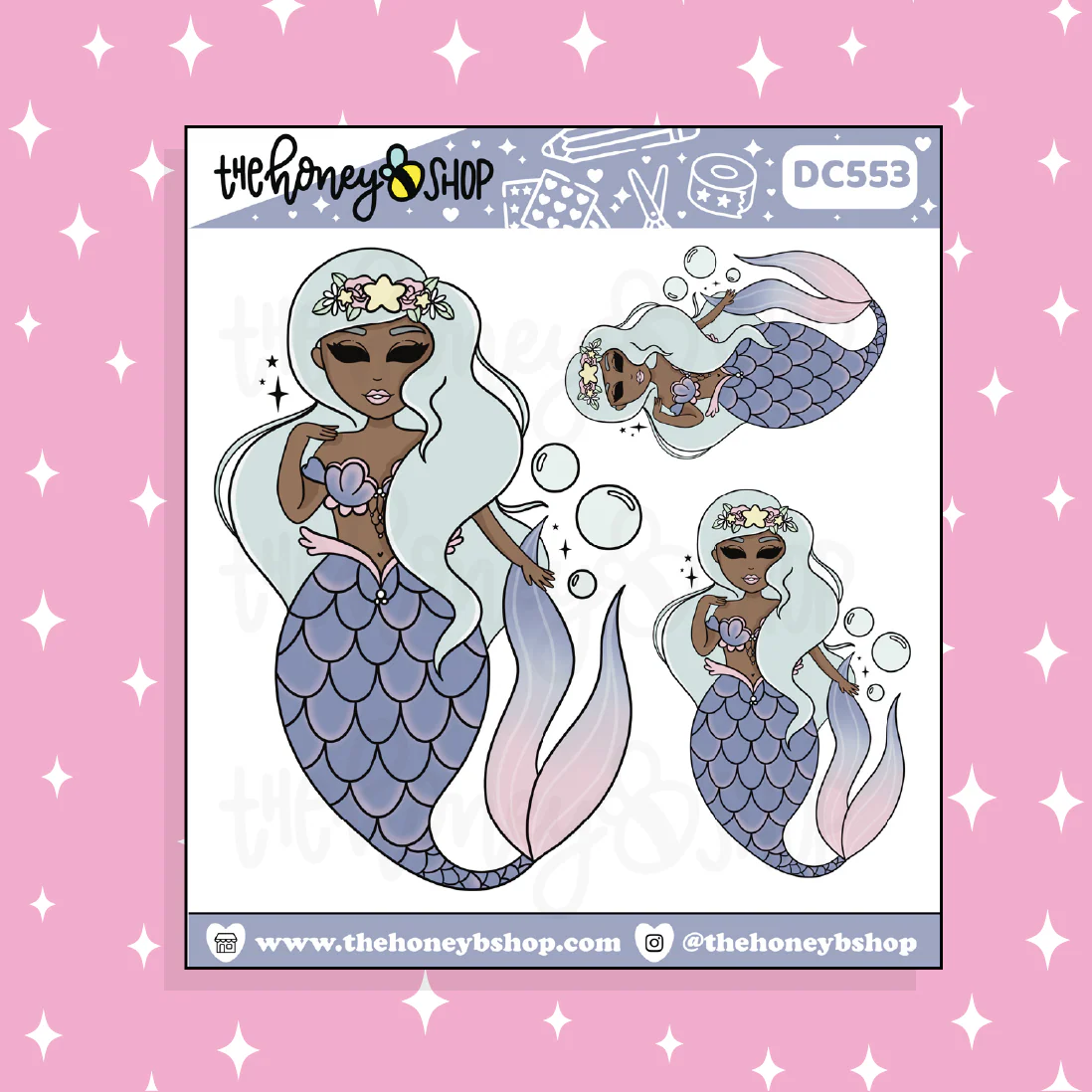Mermaid Babe Doodle Sticker | Choose your Skin Tone! - Image 3