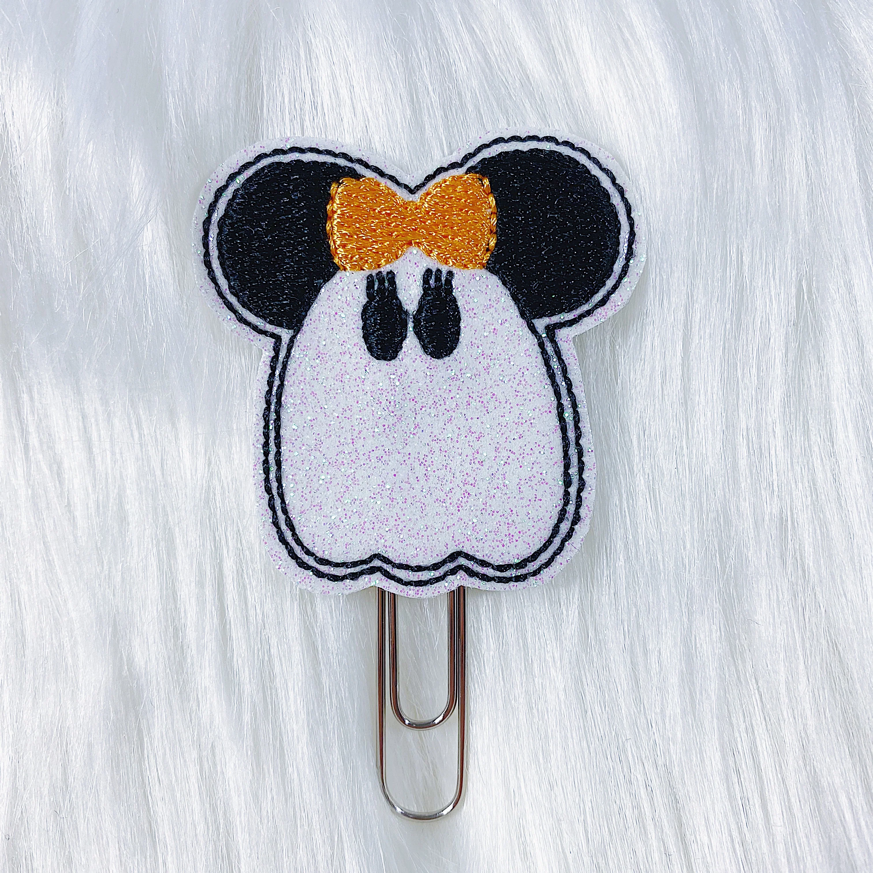 Minnie Ghost with Orange Bow Feltie Planner Clip - Image 2