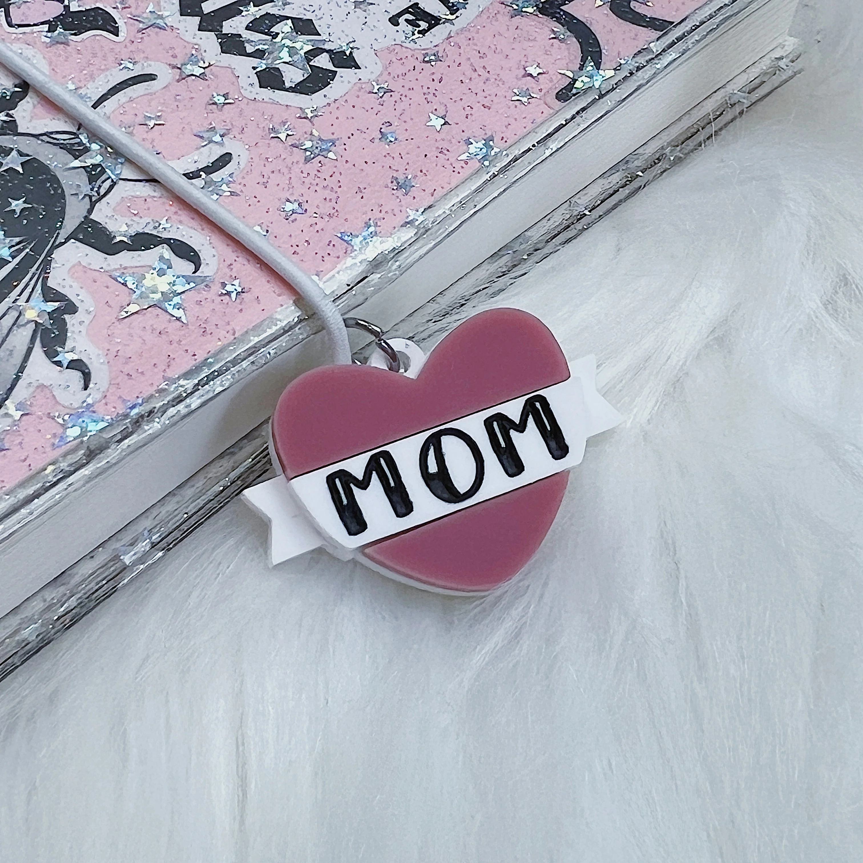 Mom Tattoo Heart Acrylic Charm | Choose Your Color Option! - Image 2