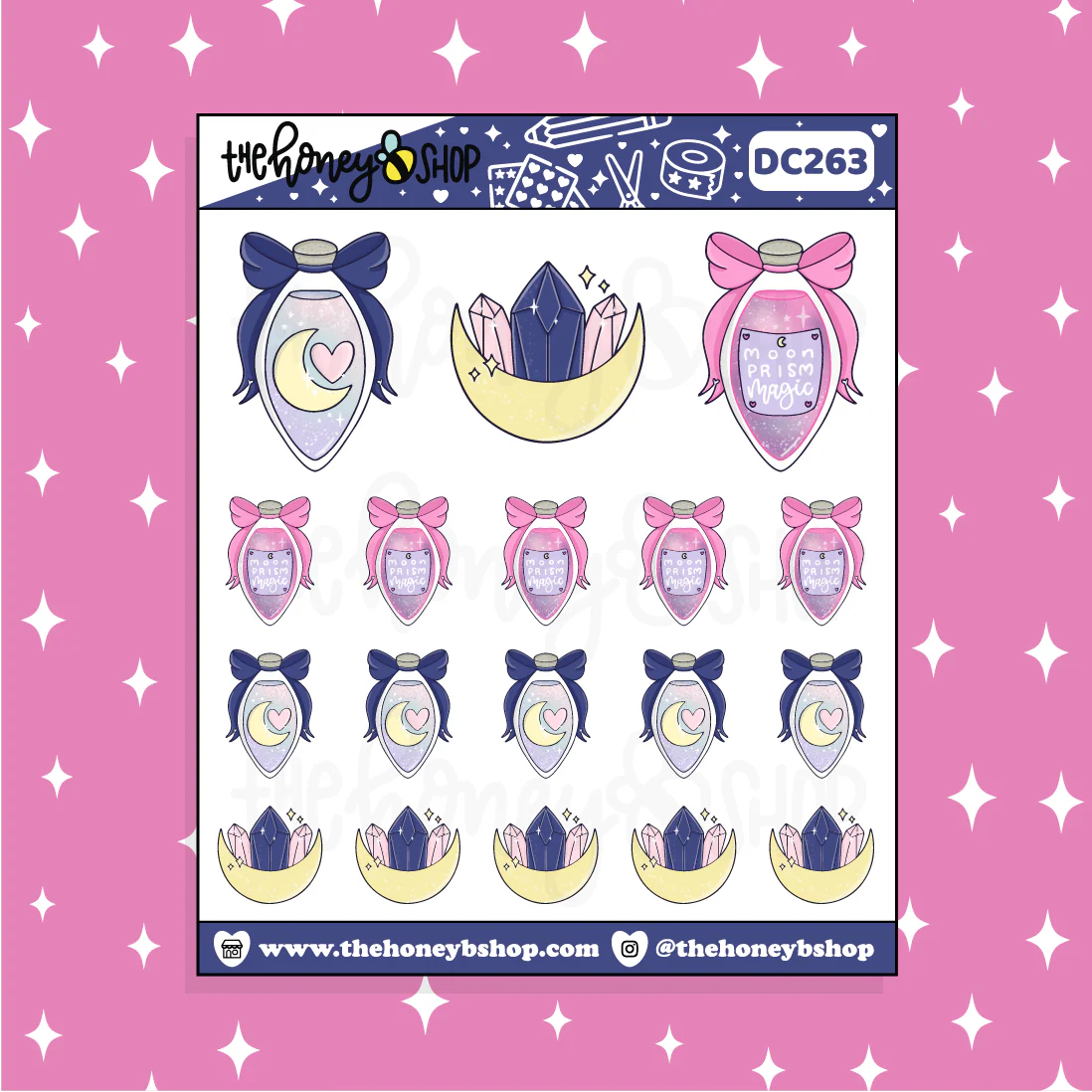Moon Prism Magic Elixir + Crystals Doodle Sticker