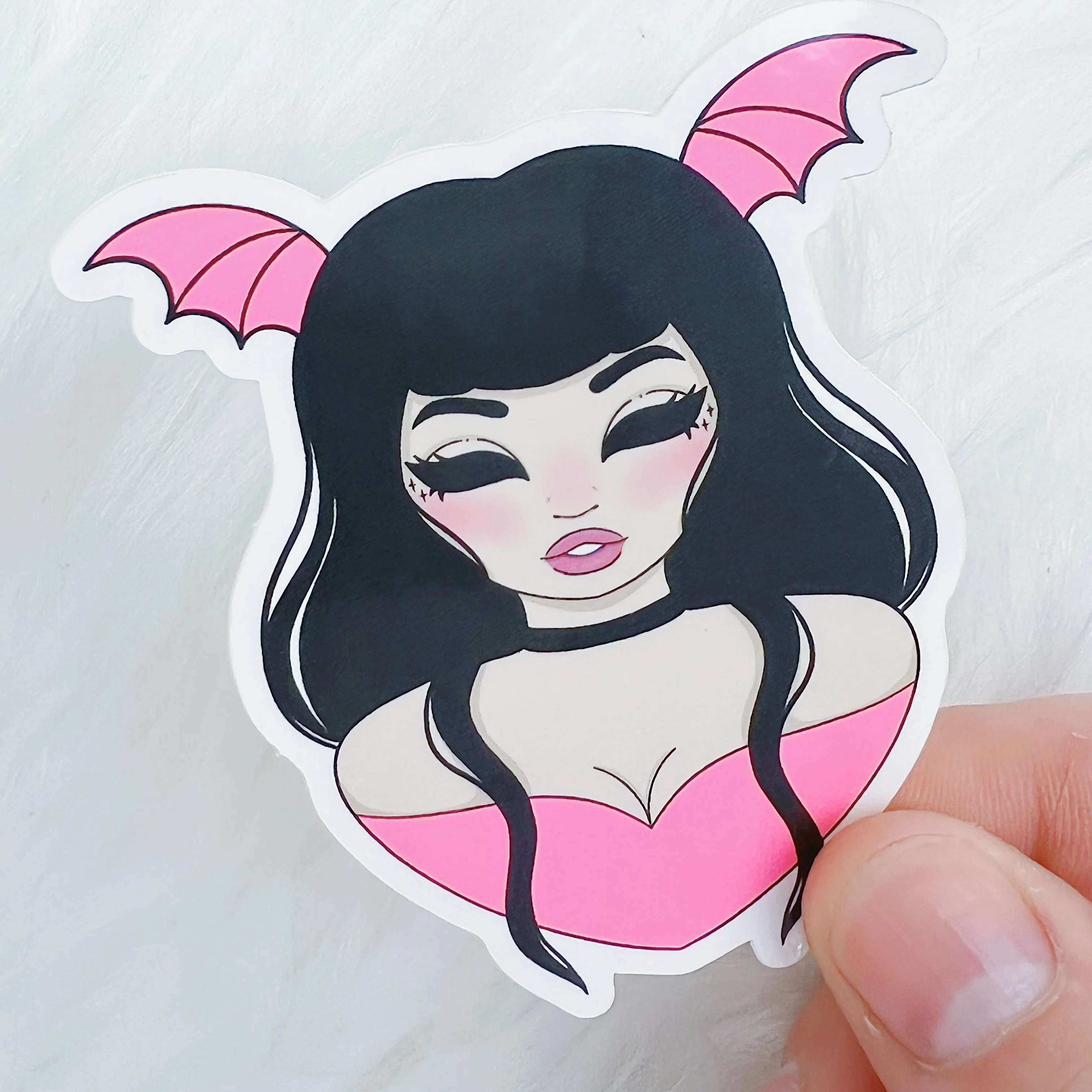 NEON Pink Batty Babe Vinyl Sticker Die Cut - Image 2