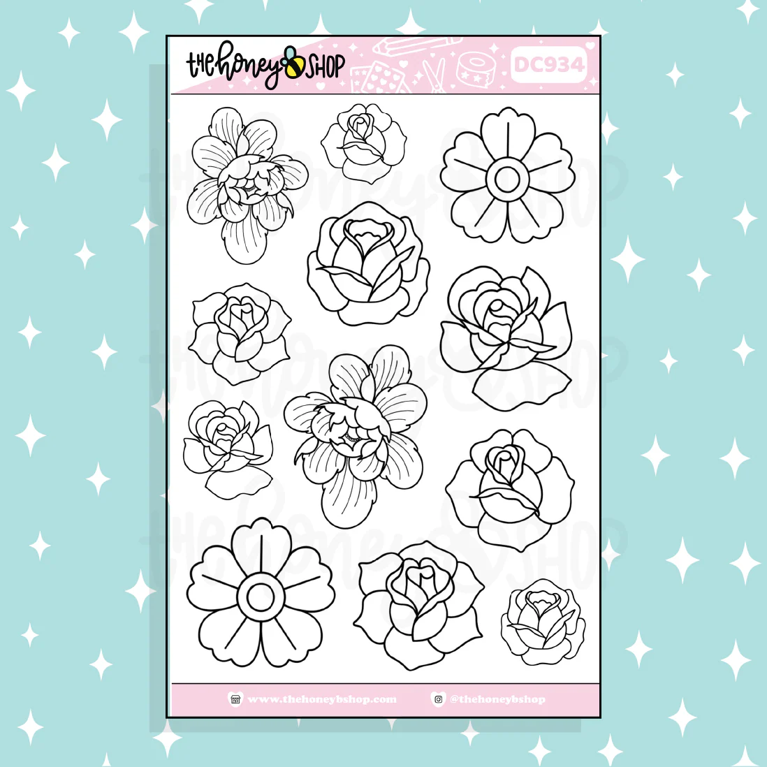 Neutral Traditional Florals Doodle Sticker