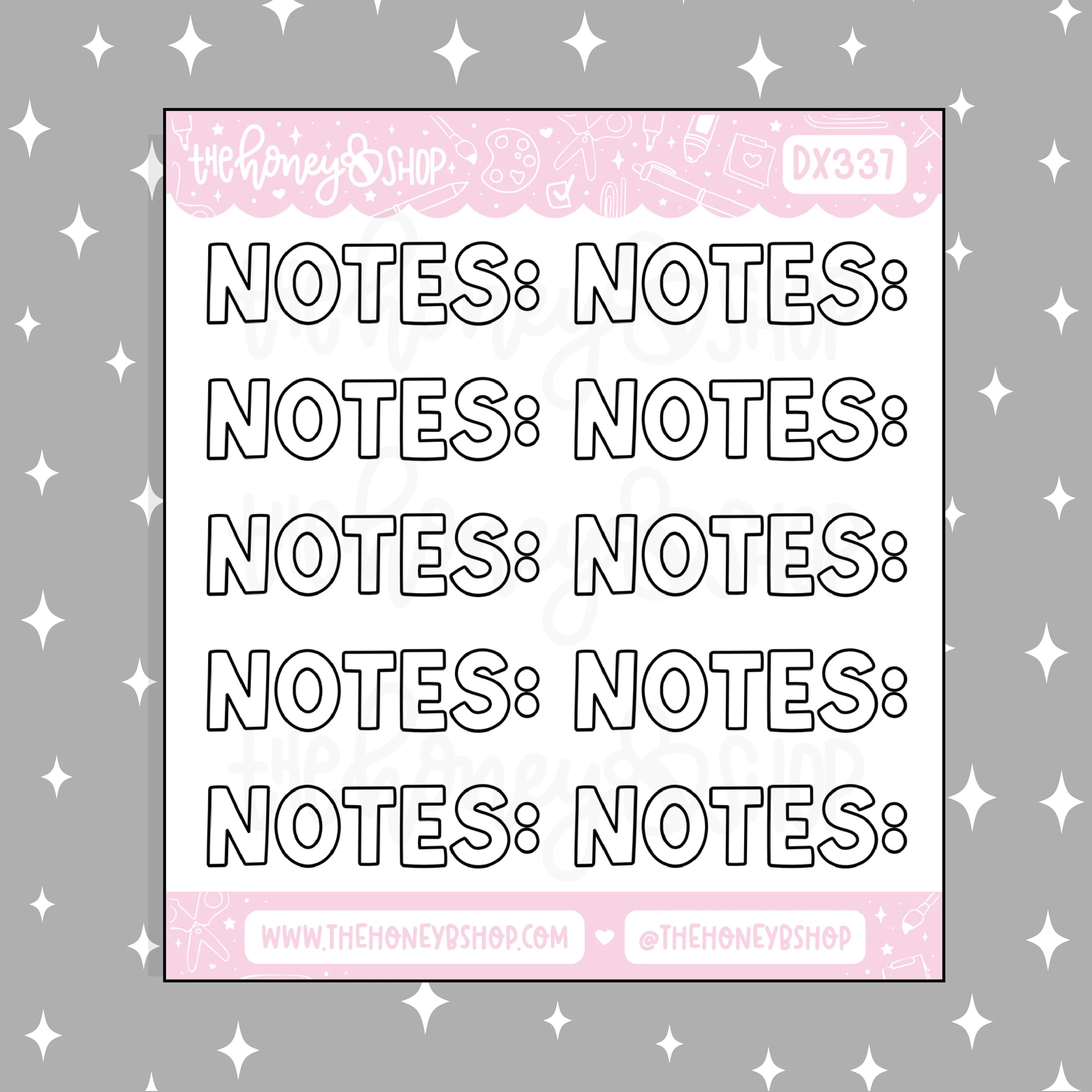 Notes Header Lettering Doodle Sticker