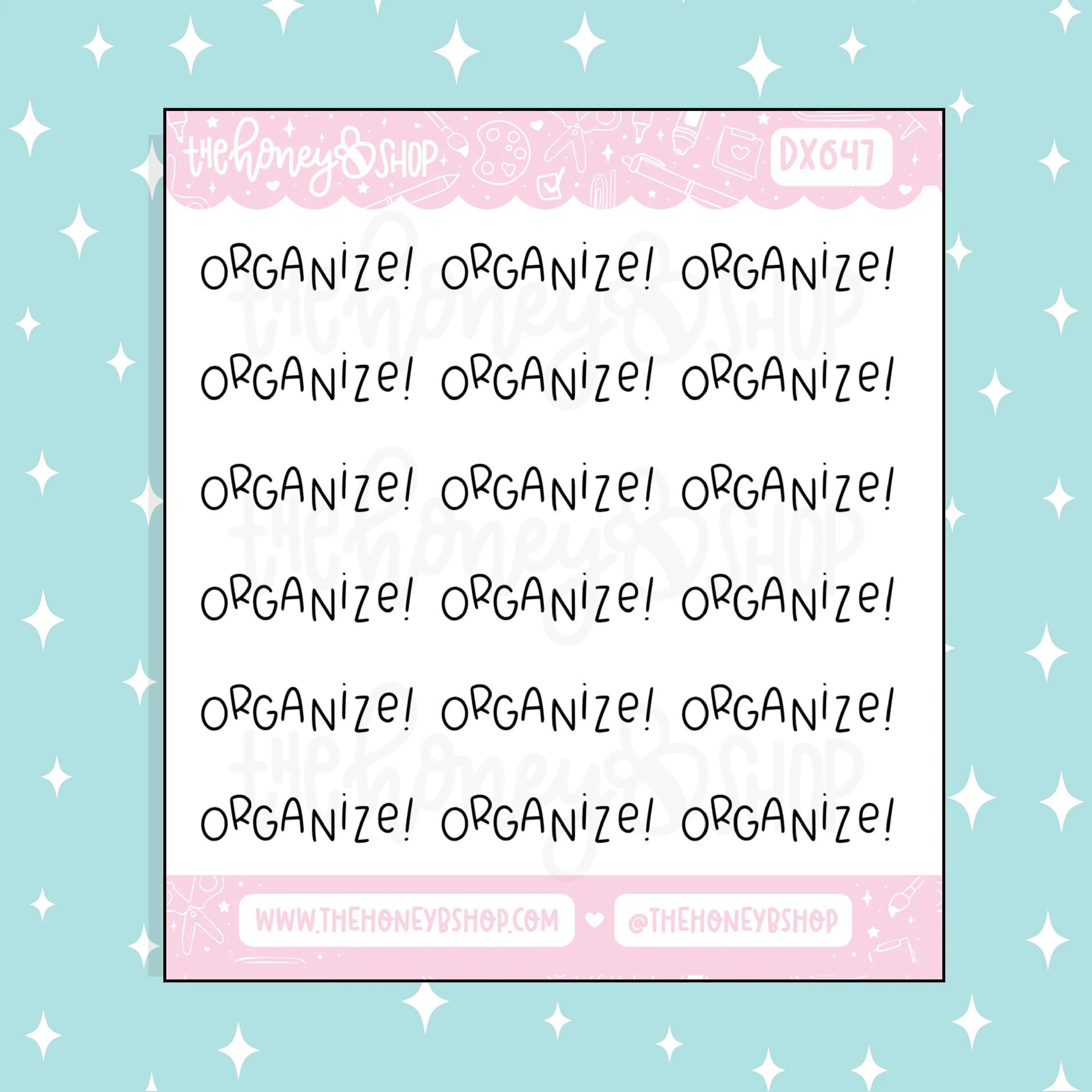 Organize Lettering Doodle Sticker