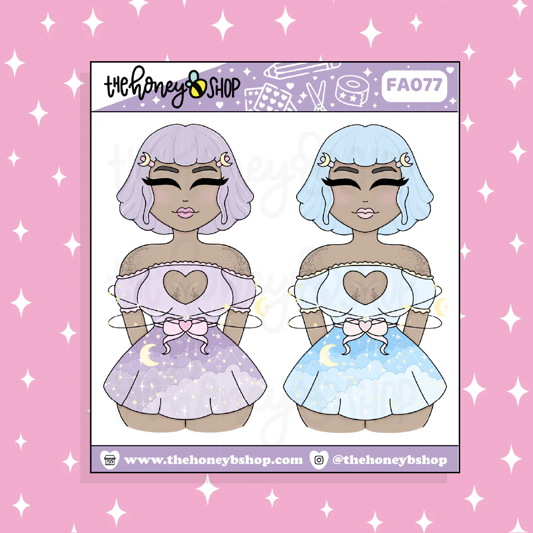 Pastel Dreams Babe Doodle Sticker | Choose your Skin Tone! - Image 3
