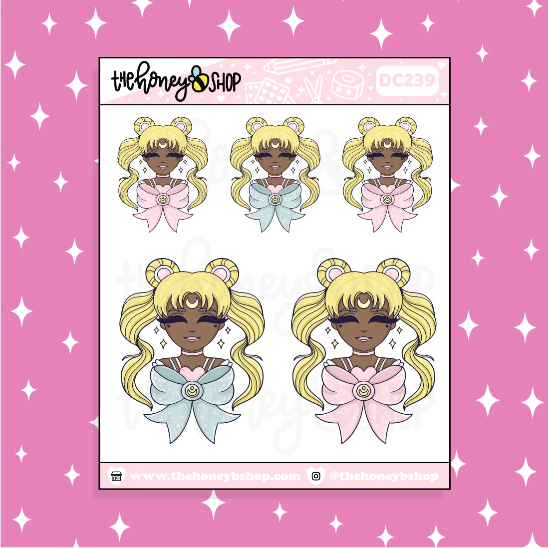 Pastel Moon Babe Doodle Sticker | Choose your Skin Tone! - Image 3