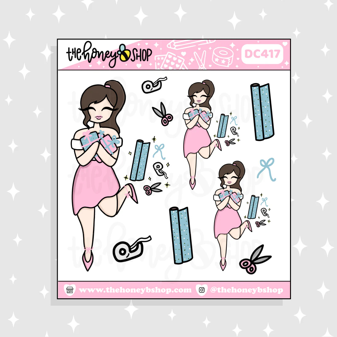 Pastel Presents Babe Doodle Sticker | Choose your Skin Tone! - Image 2