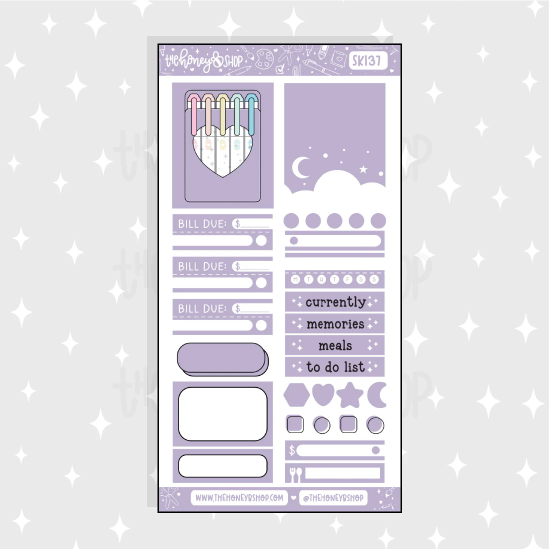 Pastel Purple Functional Sheet Doodle Sticker | A La Carte