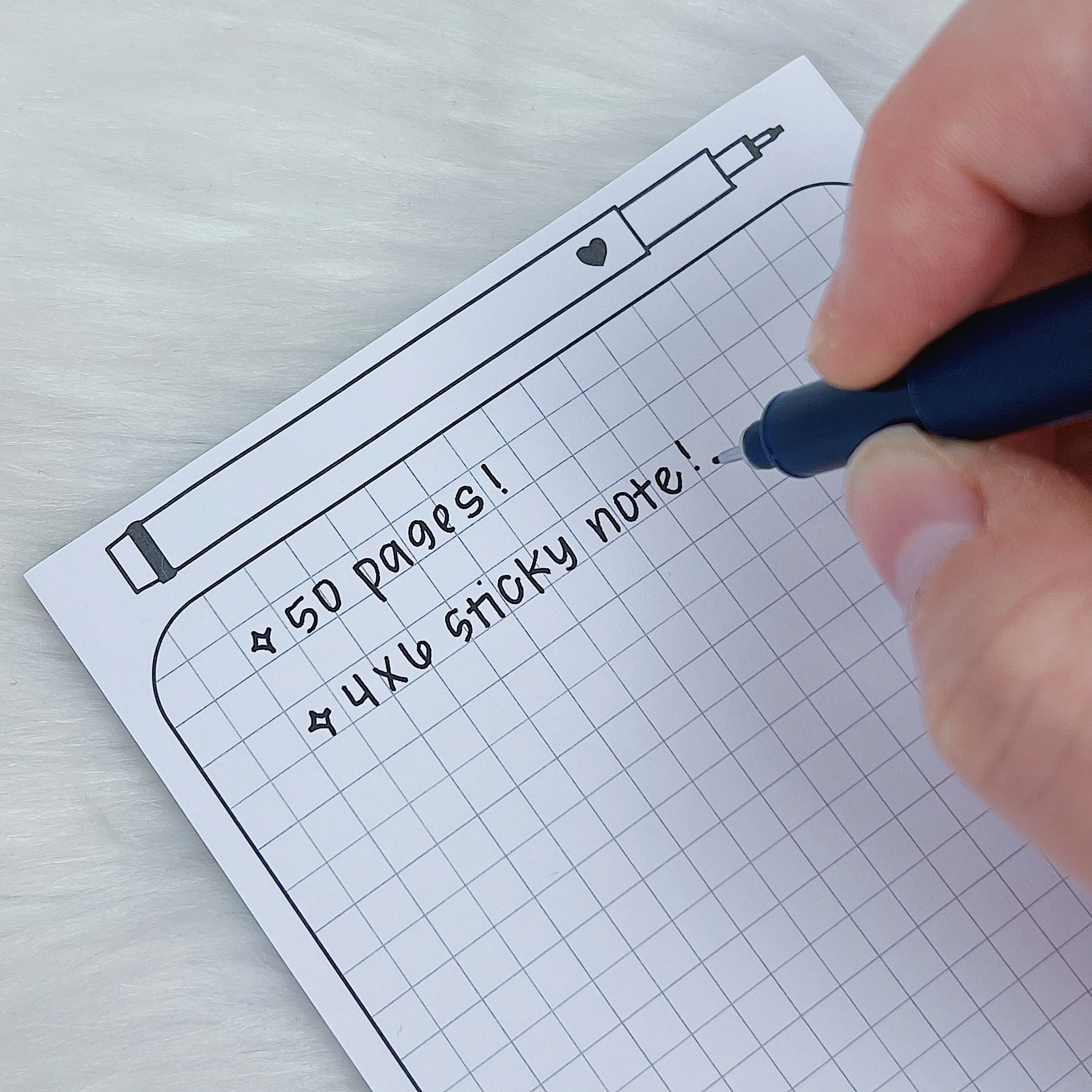 Pen + Grid Sticky Note Notepad | 4x6 - Image 3