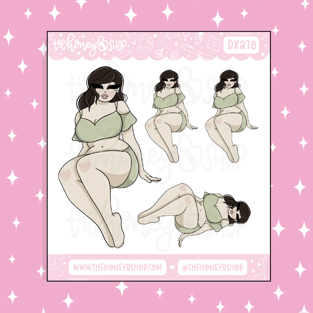 Poolside Babe Doodle Sticker | Choose your Skin Tone! - Image 2