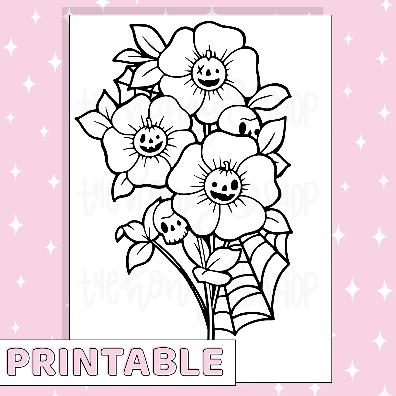 Pumpkin Coloring Page Set Printable Bee-6 Full Page Sticker | B6 Planner | Printable Planner Stickers - Image 3