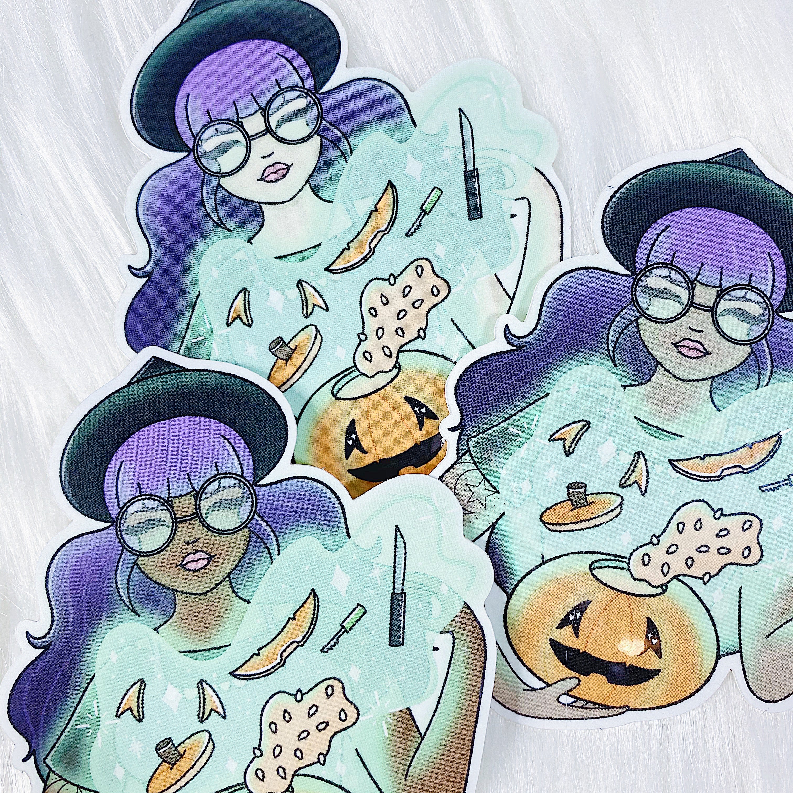 Pumpkin Witch Vinyl Die Cut | Choose your Skin Tone! - Image 5