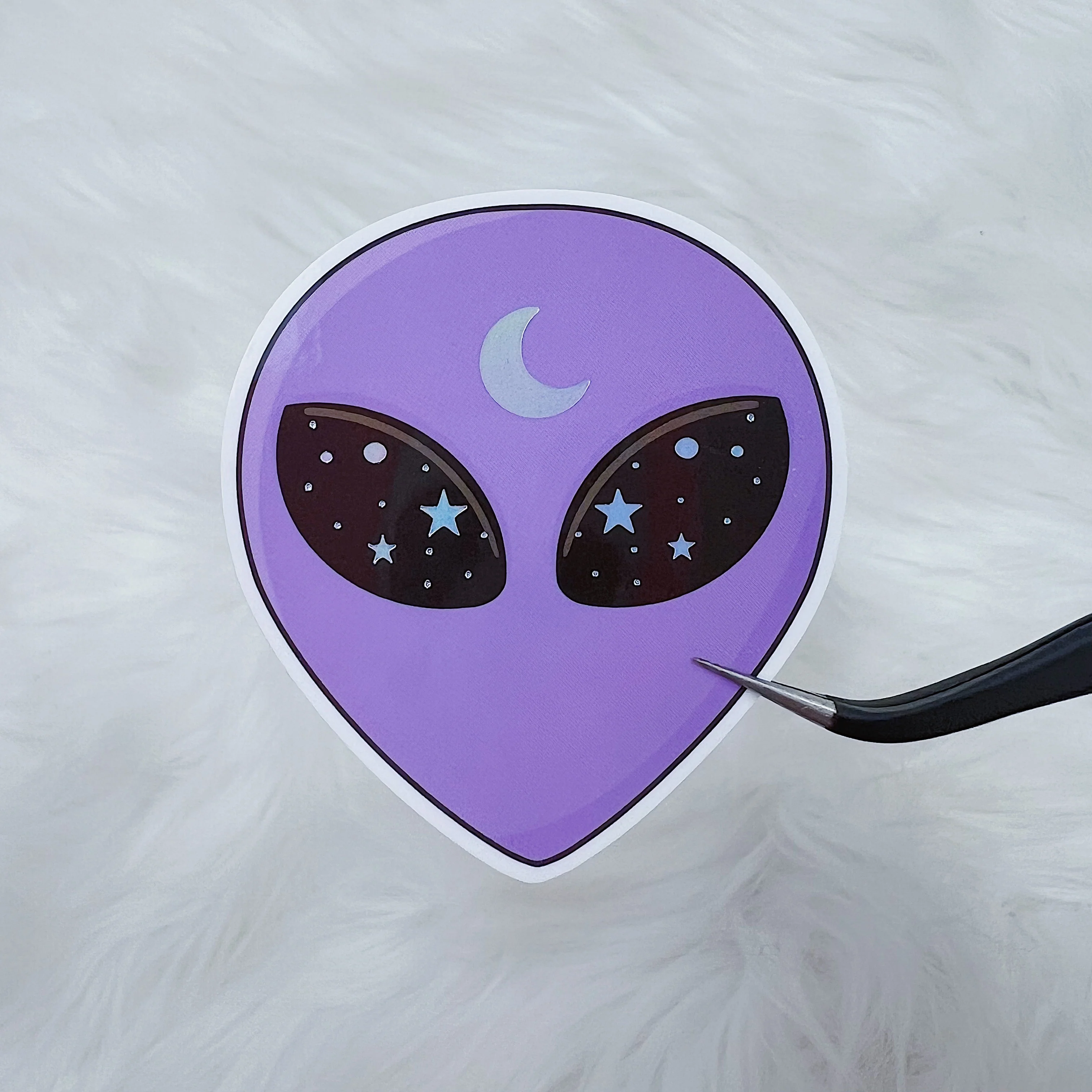 Purple Alien Vinyl Sticker Die Cut | Holographic Foiled