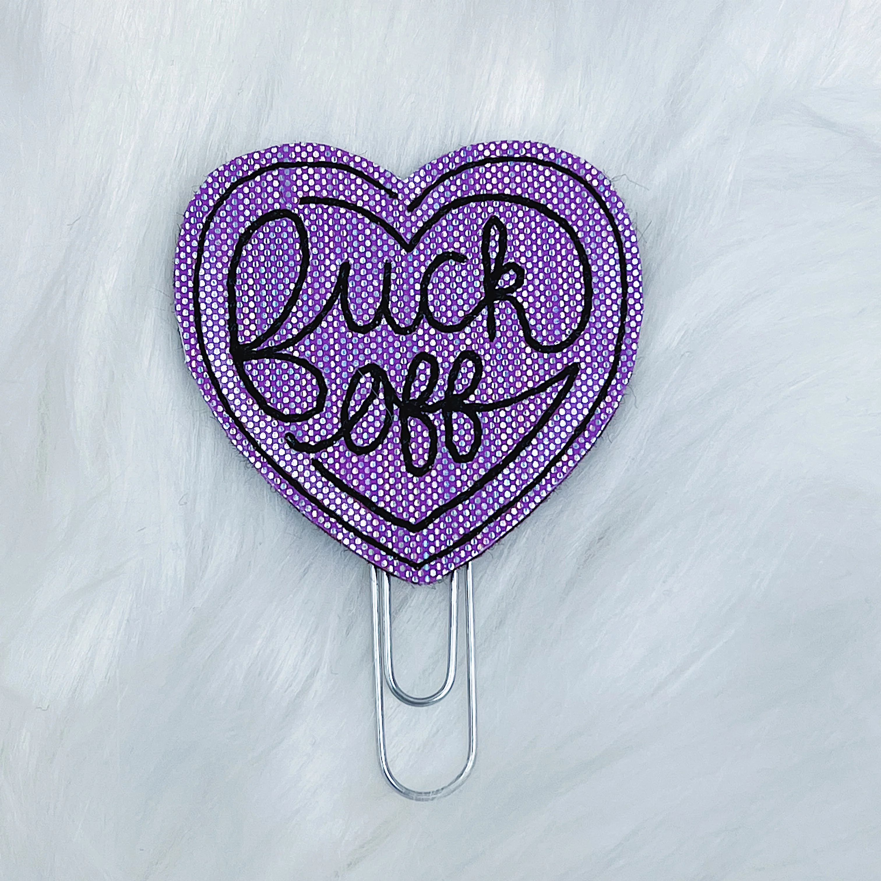 Purple Glitter F*CK Off Feltie Planner Clip