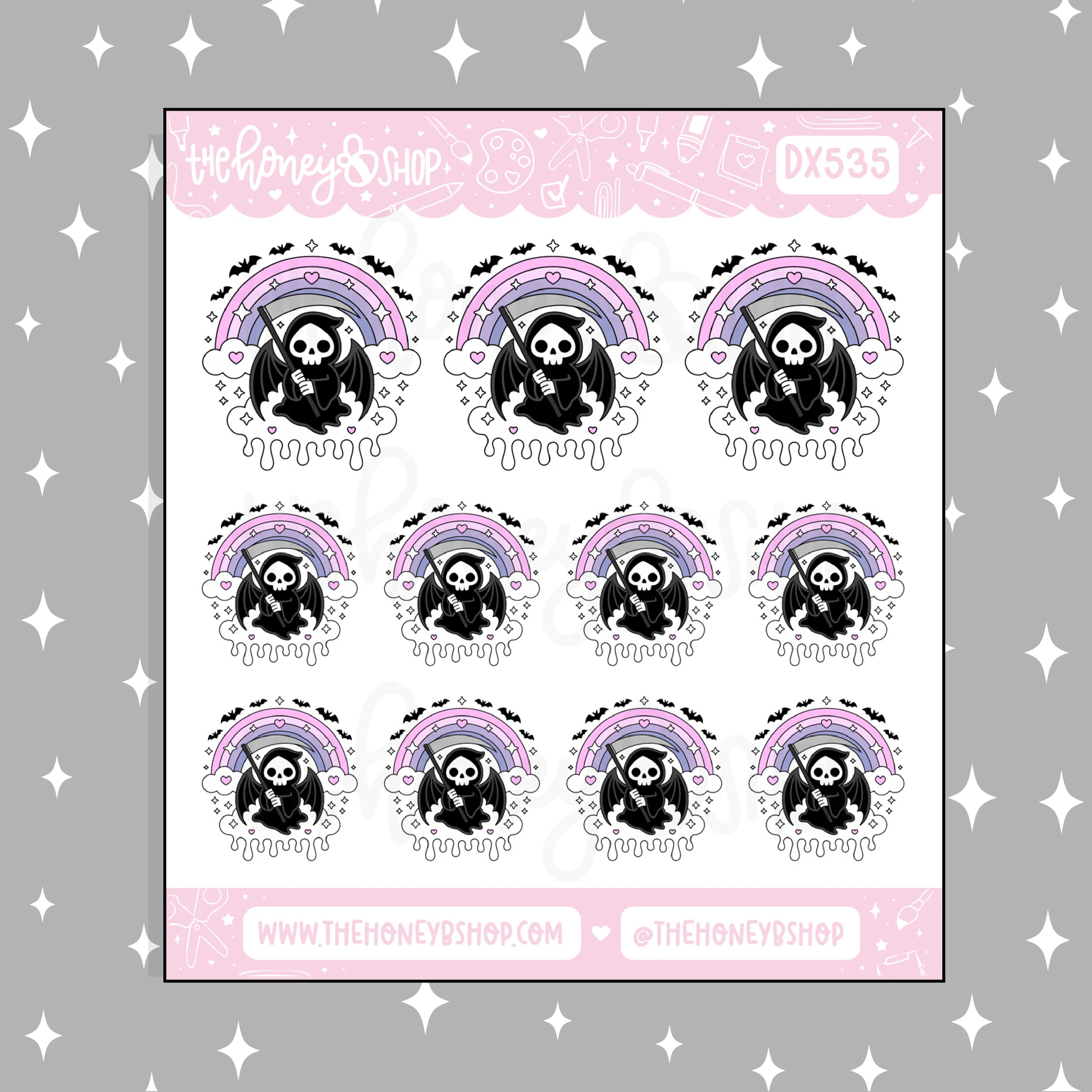 Rainbow Grim Reaper Doodle Sticker