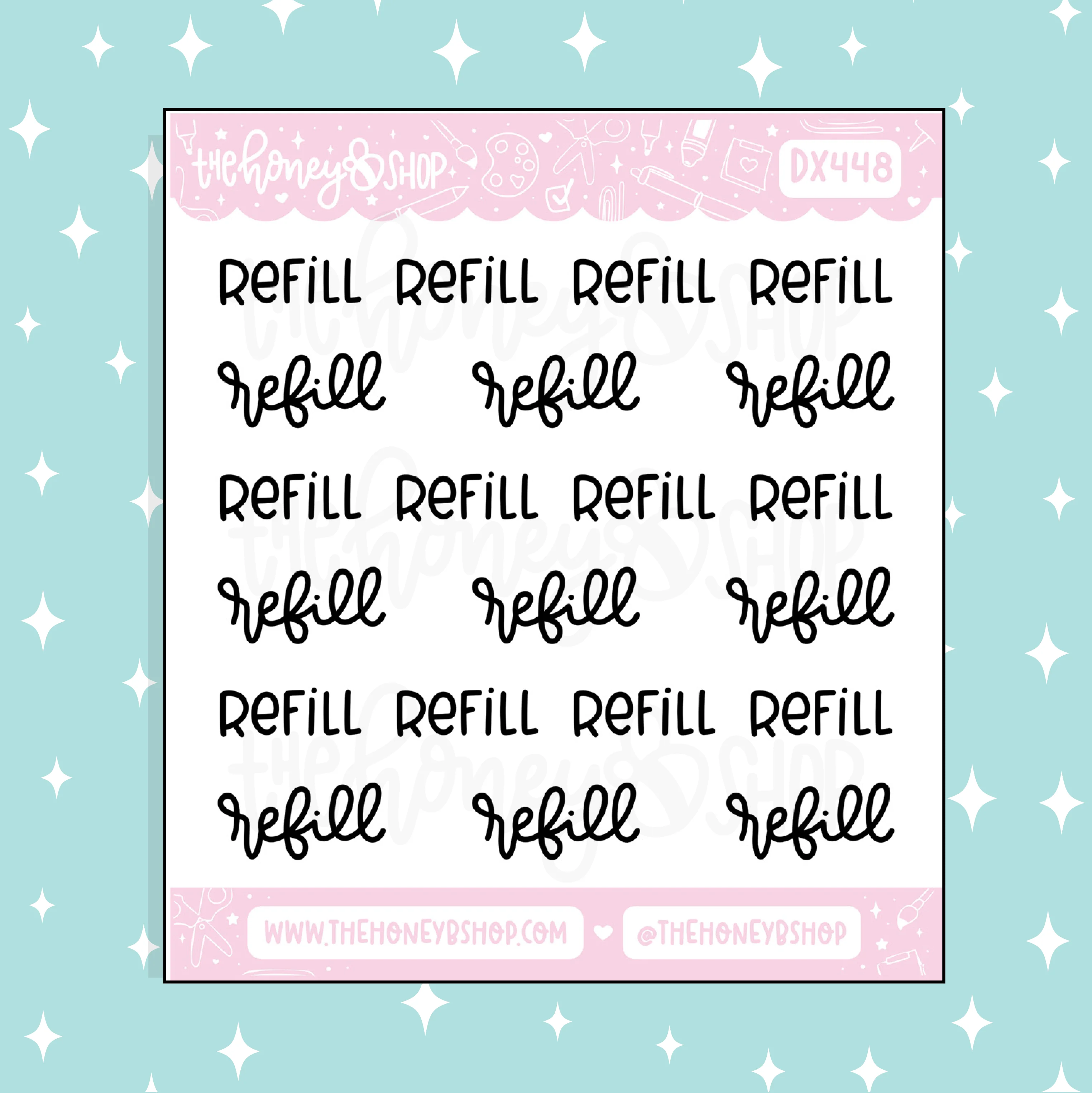 Refill Lettering Doodle Sticker
