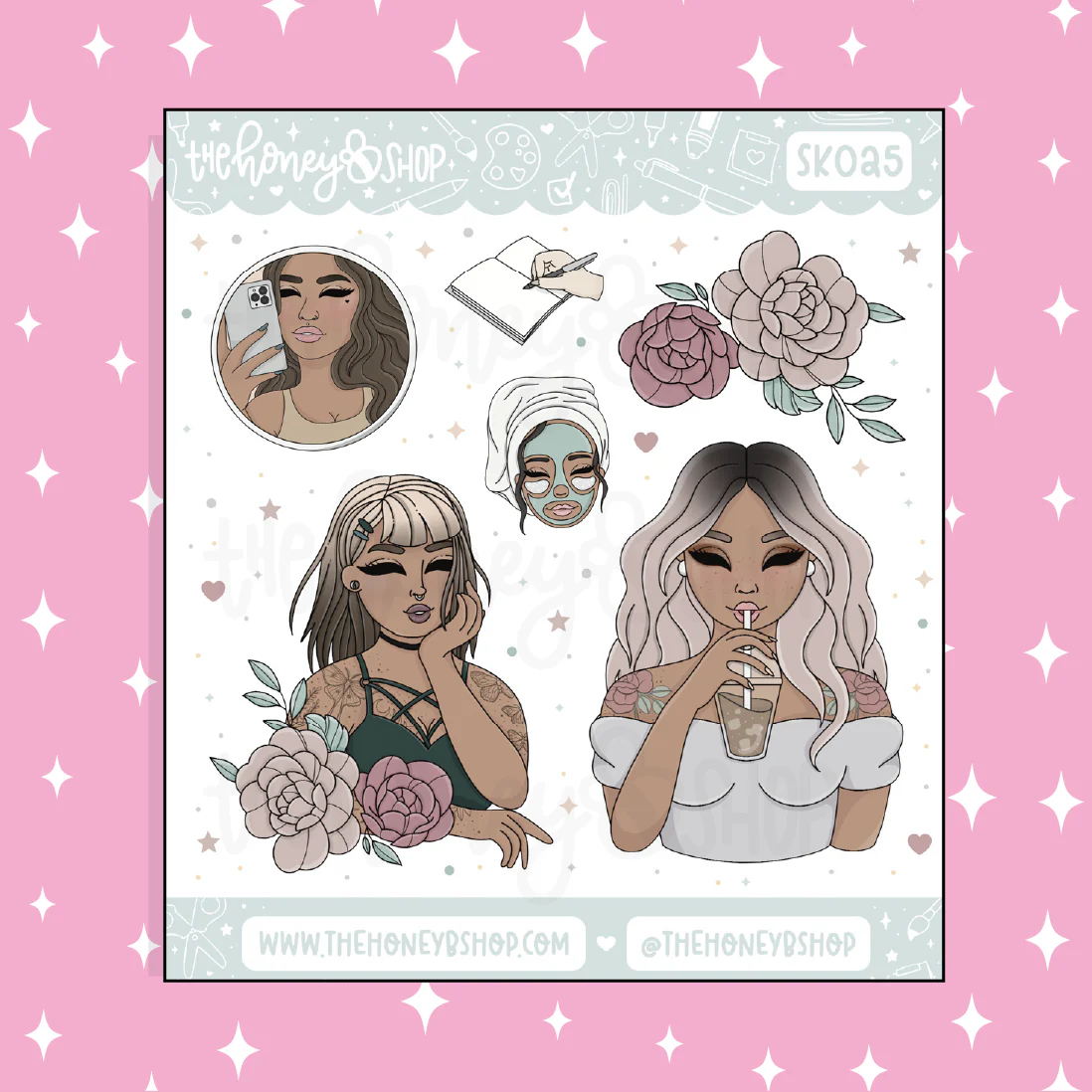 Reset Babe Deco Doodle Sticker | Choose your Skin Tone! - Image 3