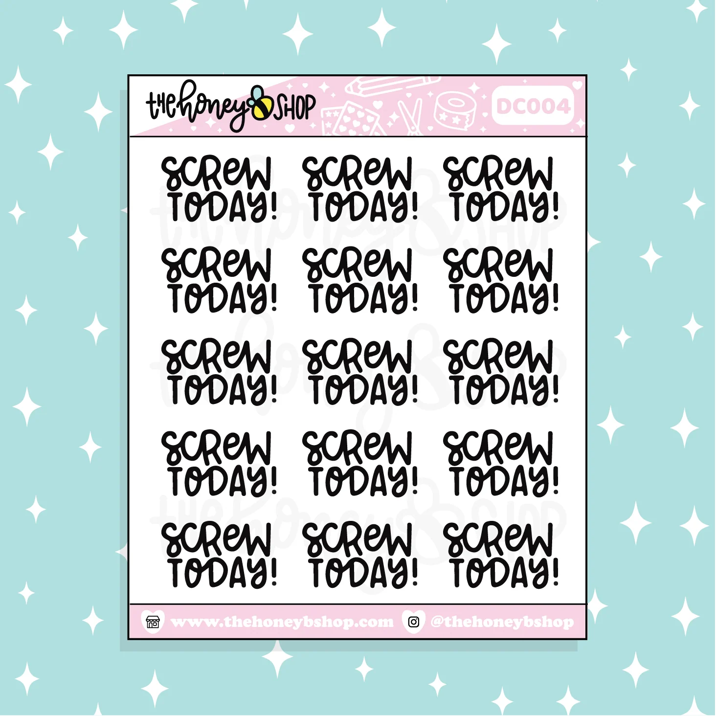 Screw Today Doodle Sticker