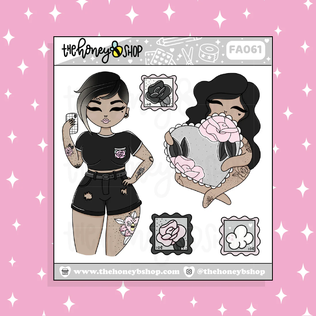 Selfie + Heart Babe Doodle Sticker | Choose your Skin Tone!