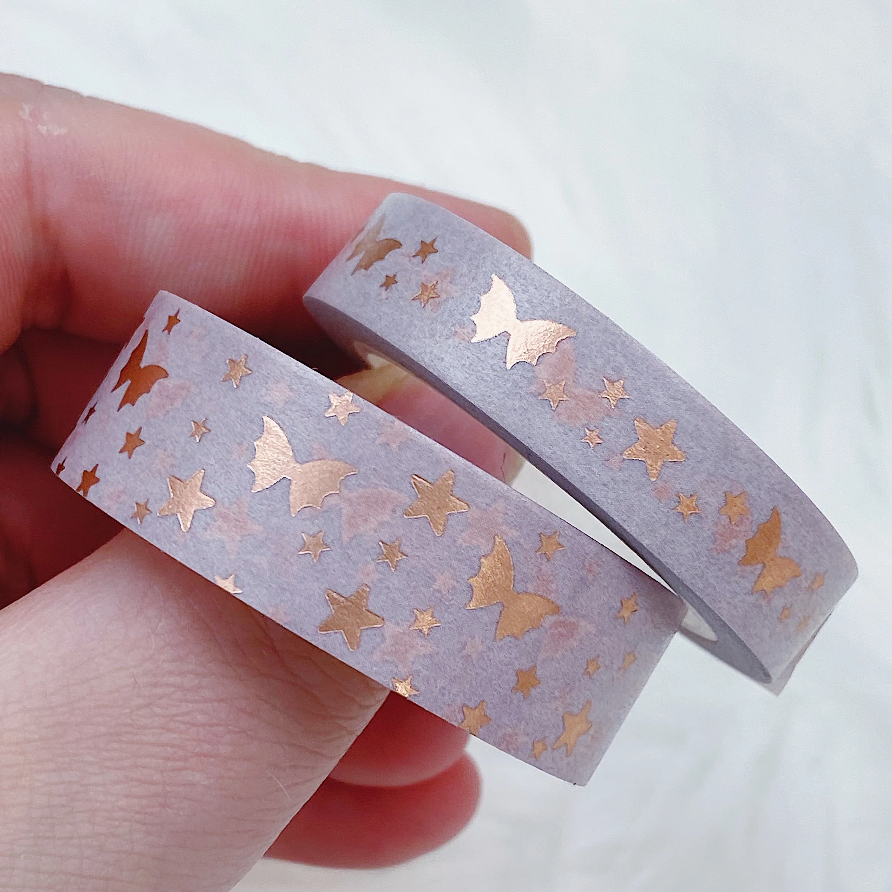 Send Me Nudes Taupe Bat Bow Magic Washi Tape Bundle | 15 + 10 MM | Rose Gold Foil - Image 2