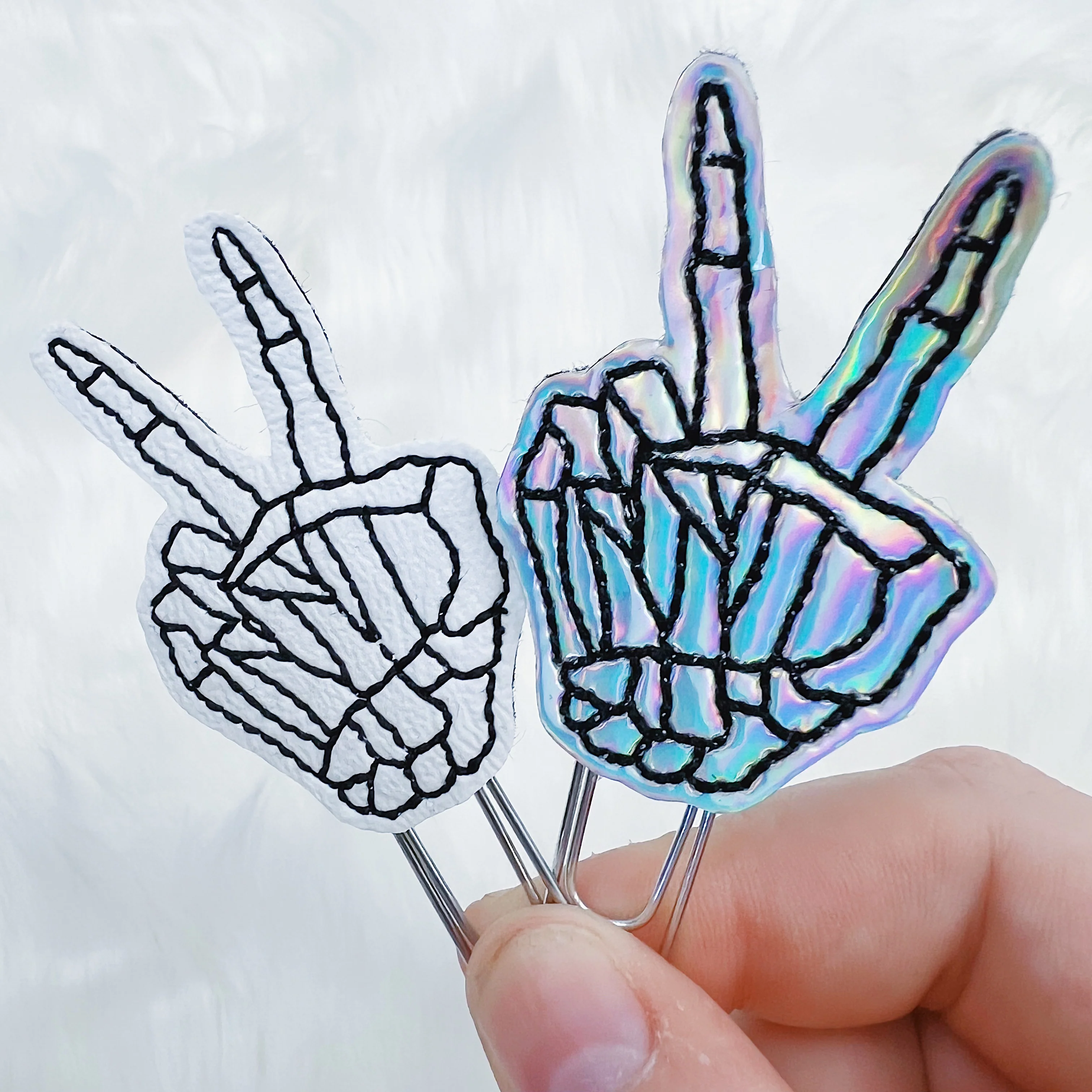 Skele Peace Sign Feltie Planner Clip | Choose Your Option! - Image 2