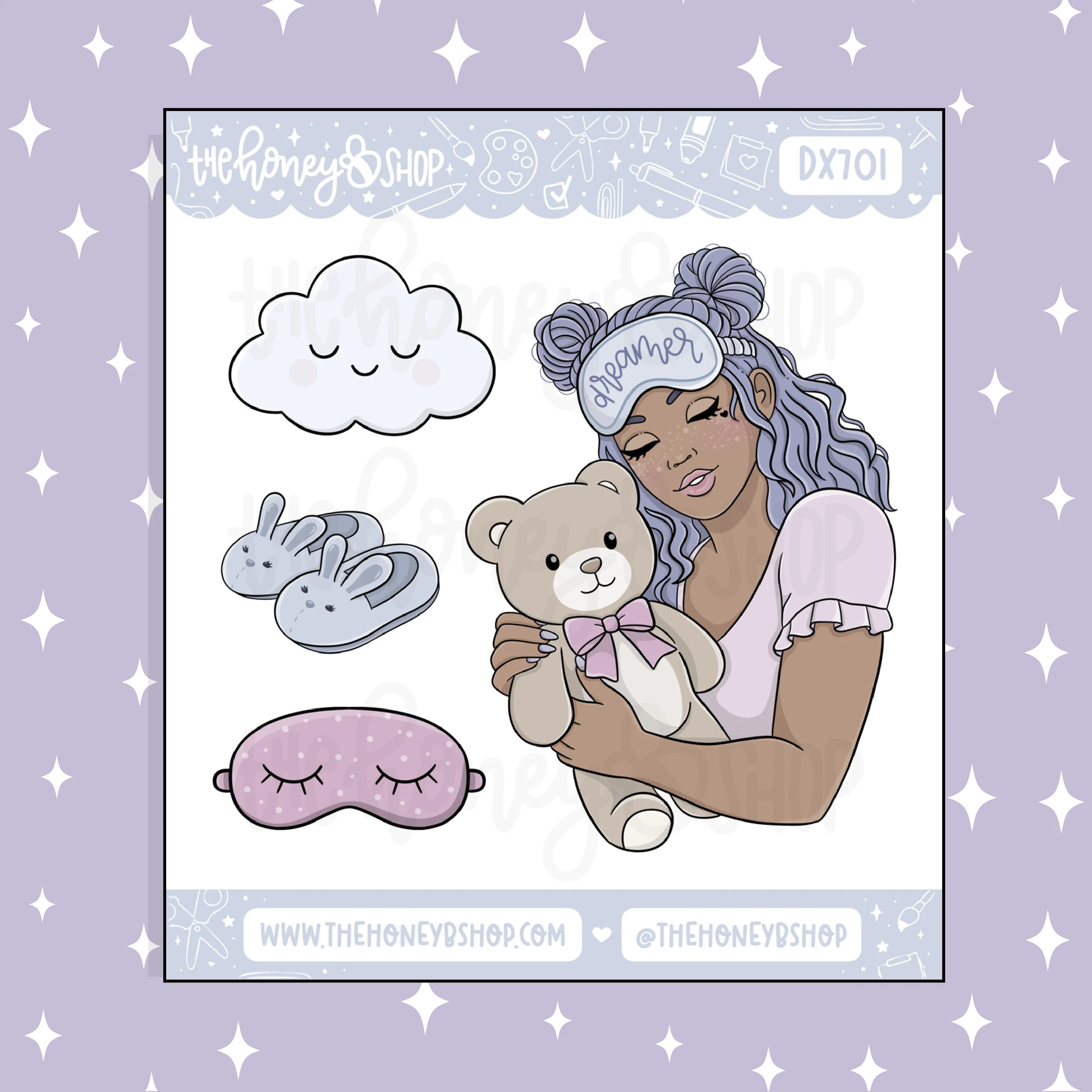 Sleepy Daze Babe Deco Doodle Sticker | Choose your Skin Tone! | February Patreon - Image 2