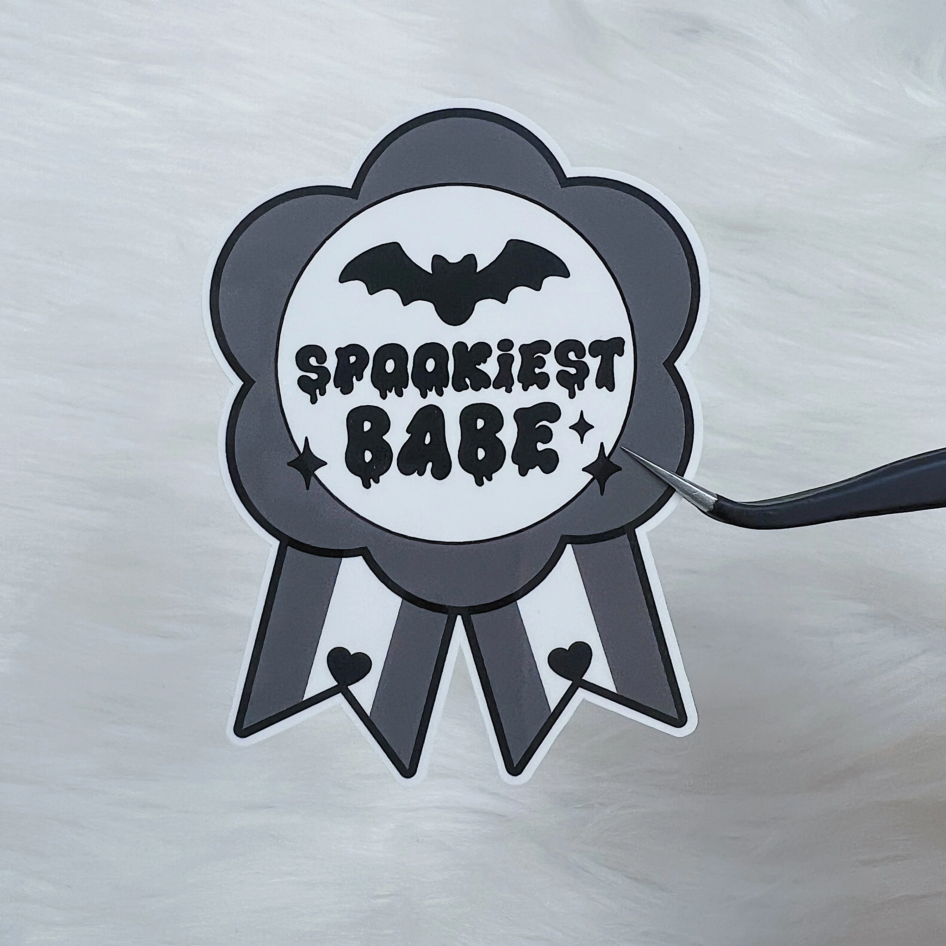 Spookiest Babe Ribbon Vinyl Sticker Die Cut