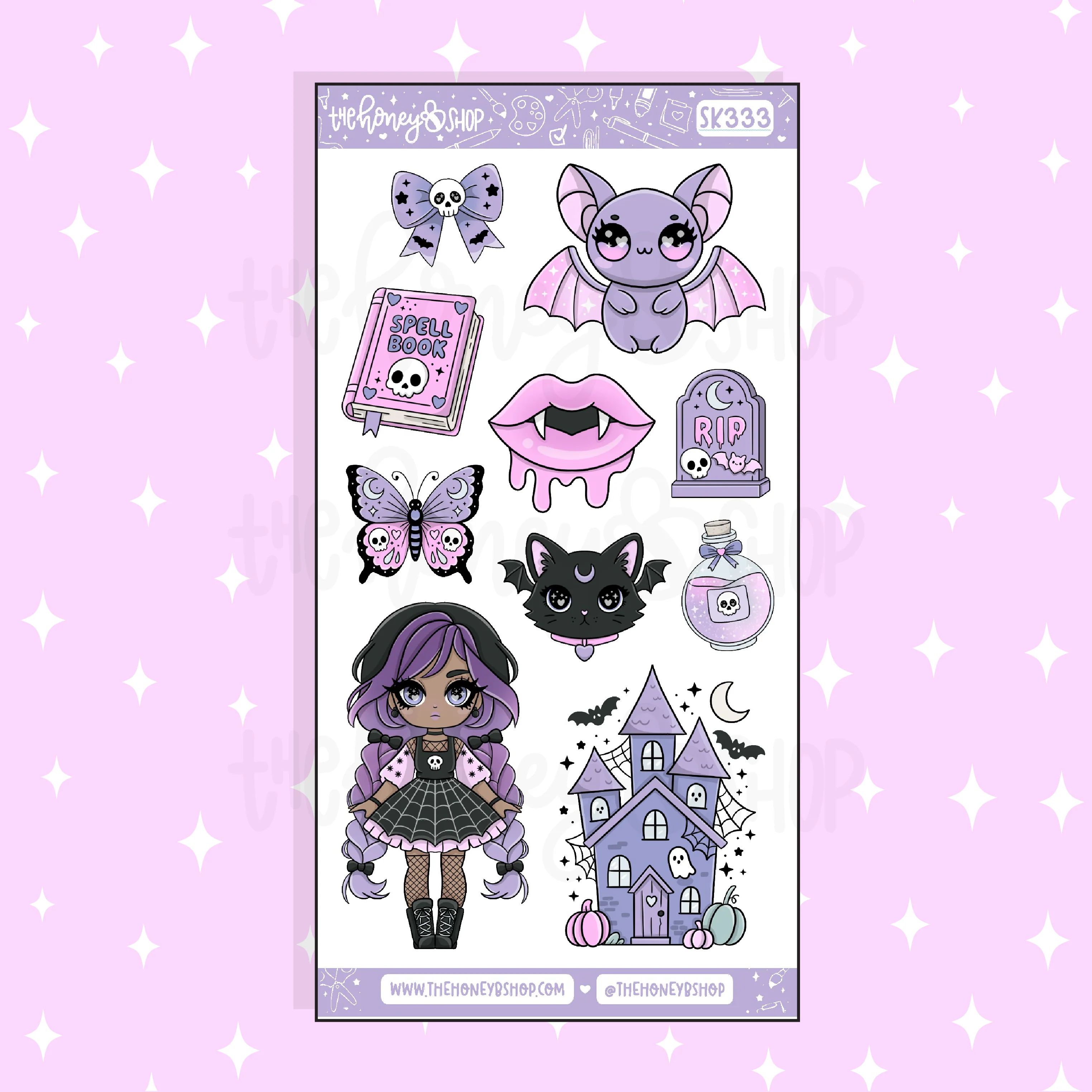 Spooky Stationery Large Babe Deco Doodle Sticker | A La Carte | Choose your Skin Tone! - Image 2