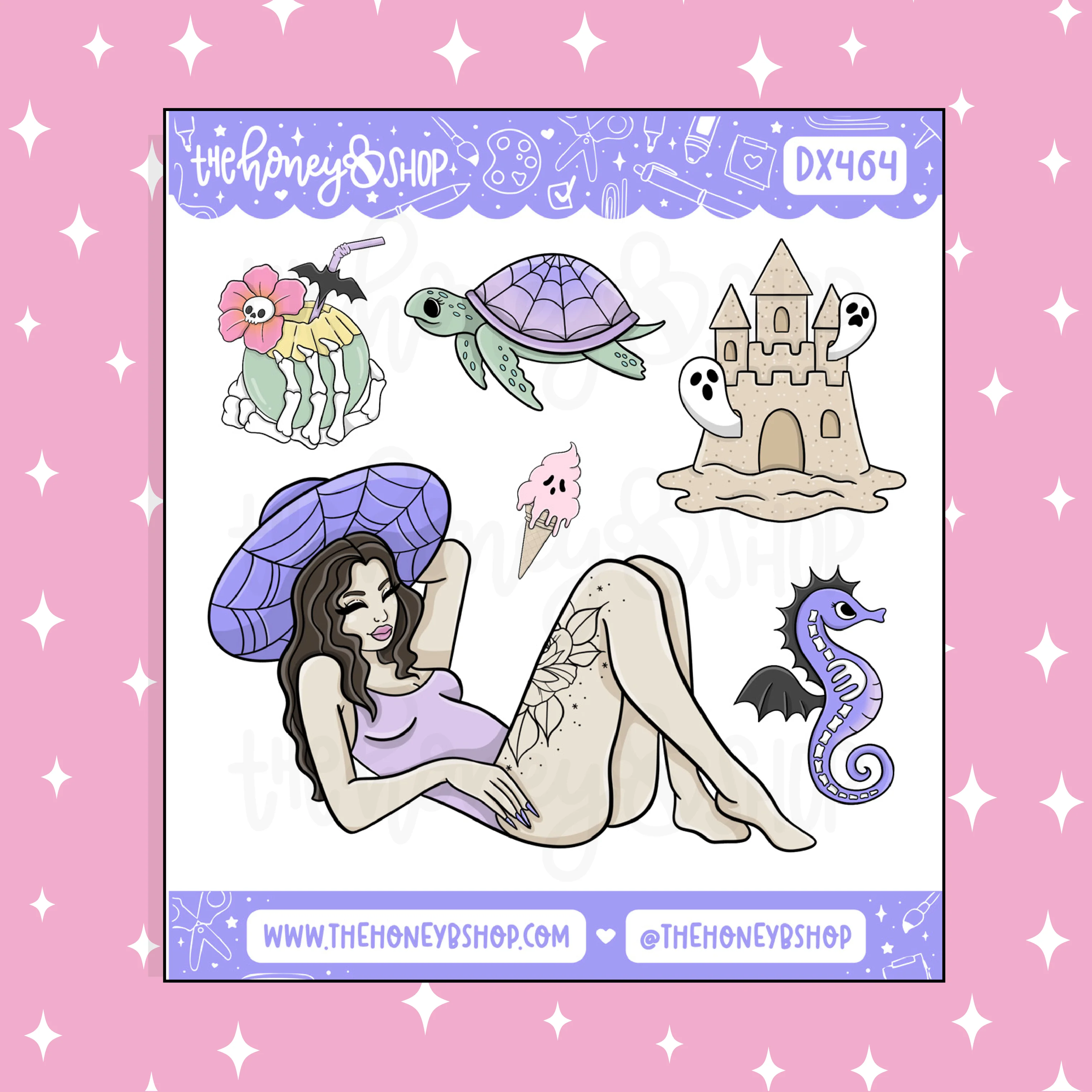 Spooky Summer Babe (V2) Deco Doodle Sticker | June Patreon | Choose your Skin Tone! - Image 3