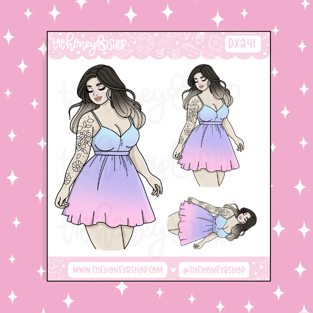 Spring Cotton Candy Babe Doodle Sticker | Choose your Skin Tone! - Image 2