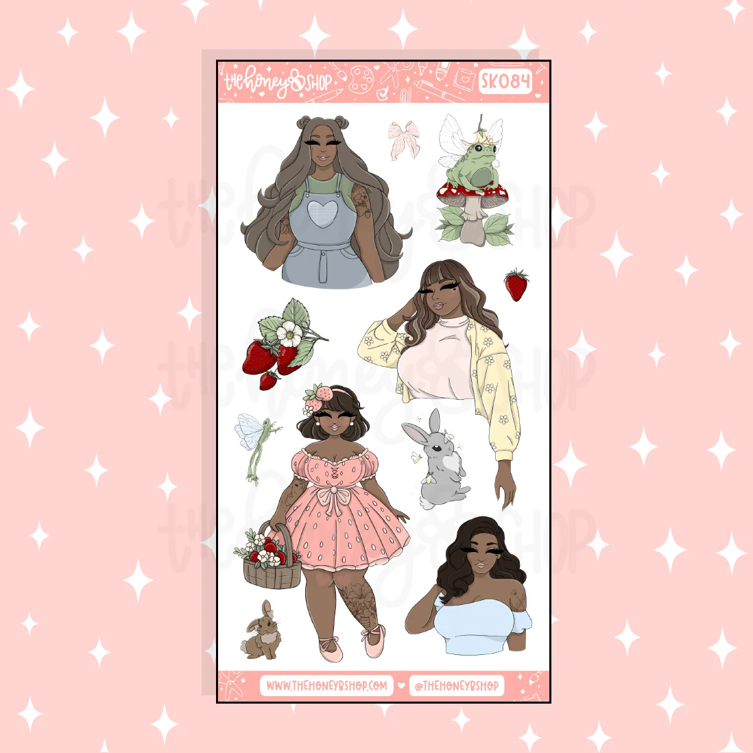 Strawberry Fields Large Babe Deco Doodle Sticker | A La Carte | Choose your Skin Tone! - Image 4