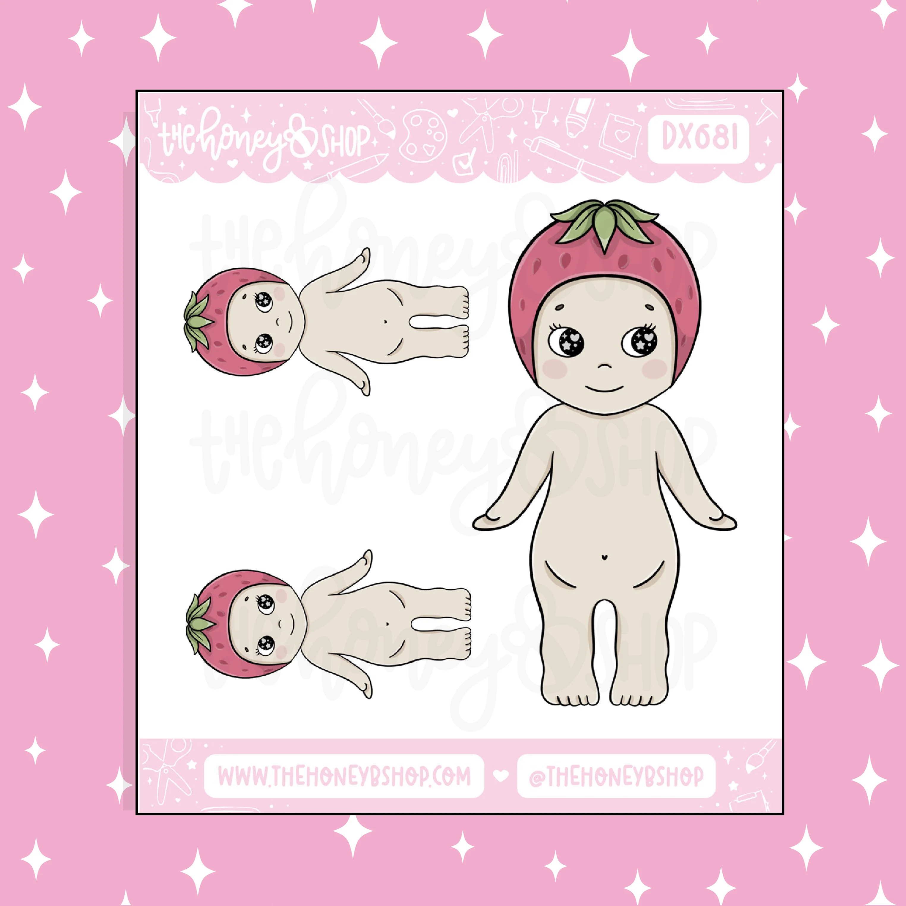 Strawberry Sunny Angel Deco Doodle Sticker | Choose your Skin Tone! - Image 2