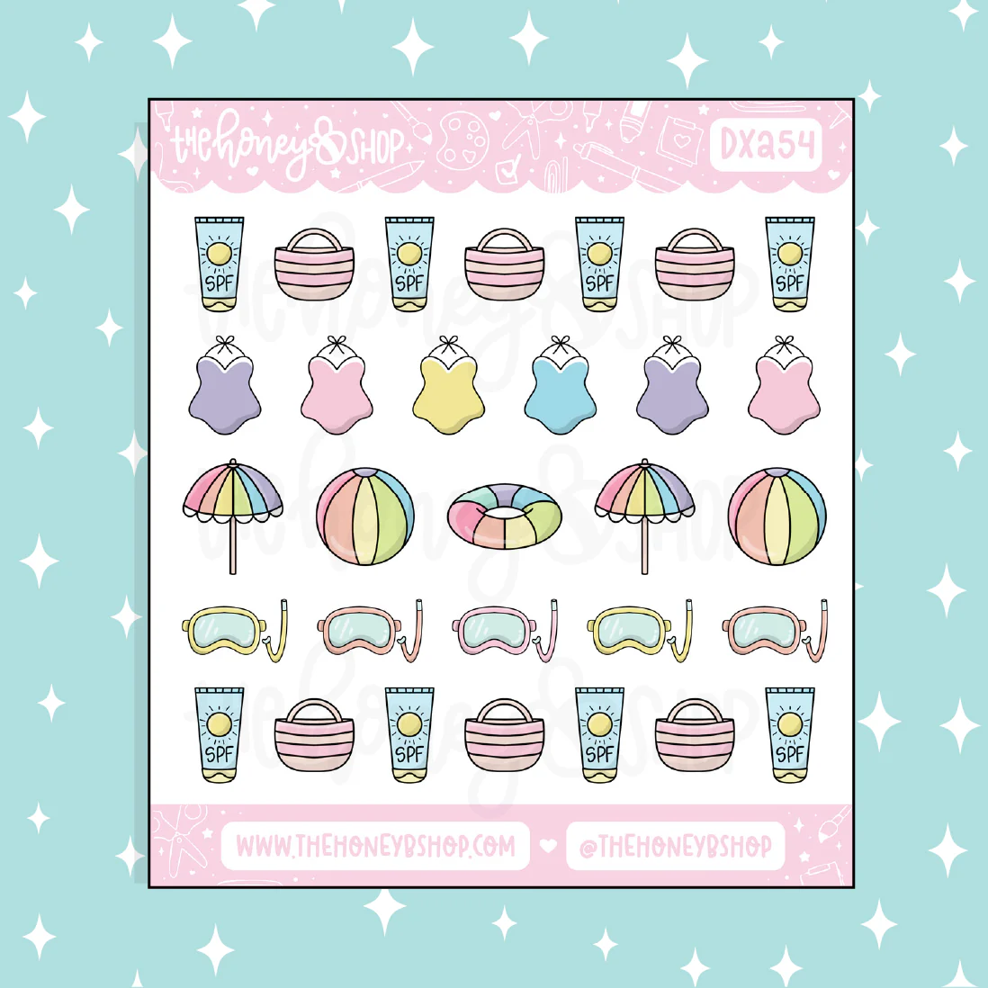Summer Icon Sampler Doodle Sticker