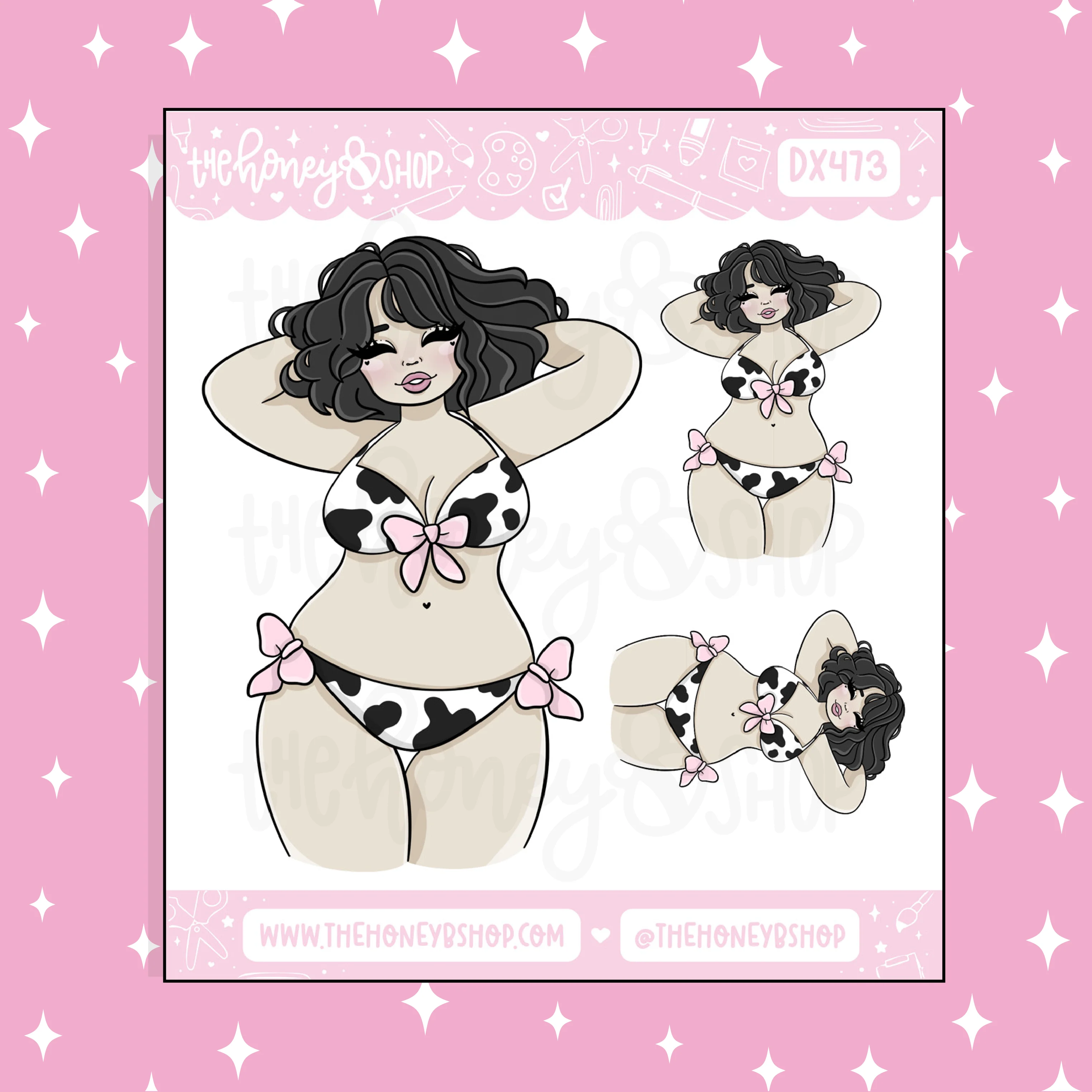 Summer MOO-D Babe Doodle Sticker | Choose your Skin Tone!