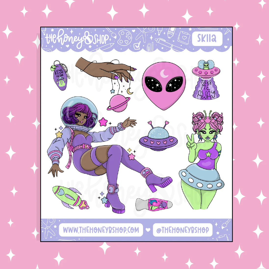 Supernova Babe Deco Doodle Sticker | Choose your Skin Tone! - Image 2