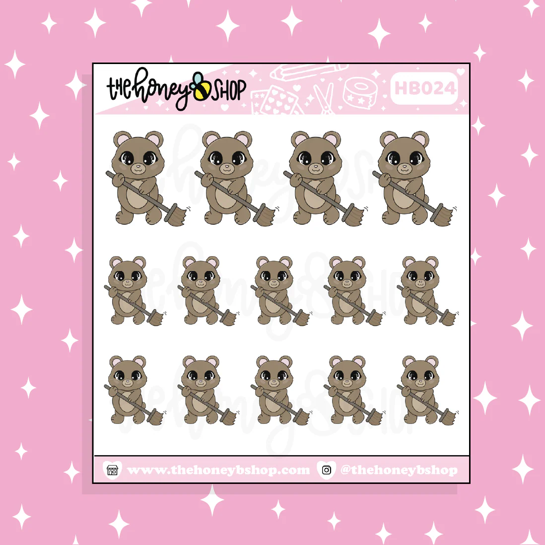 Sweeping Up Honey Bear Doodle Sticker | Choose Your Version - Image 2