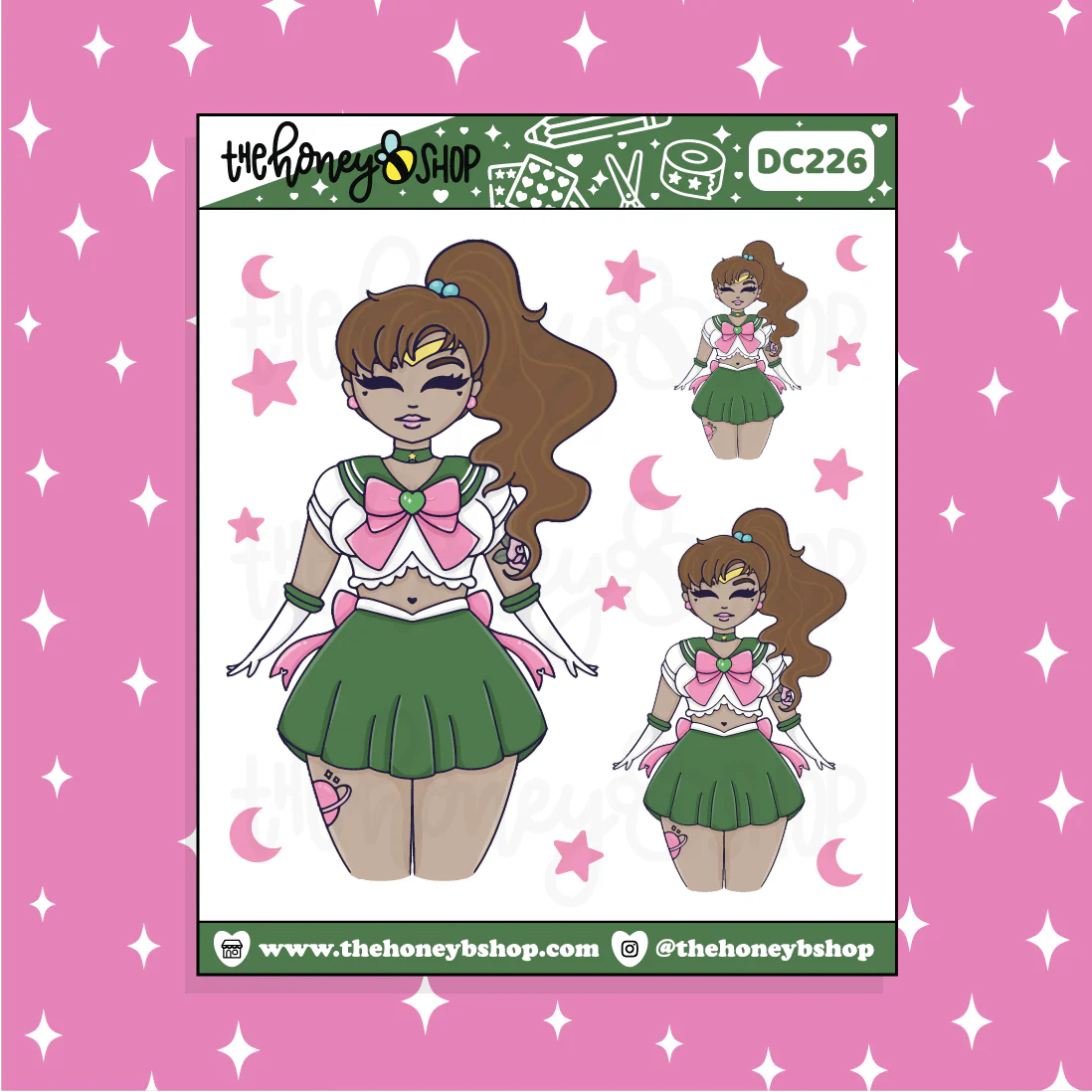 Tattoo Sailor Jupiter Babe Doodle Sticker | Choose your Skin Tone! - Image 2