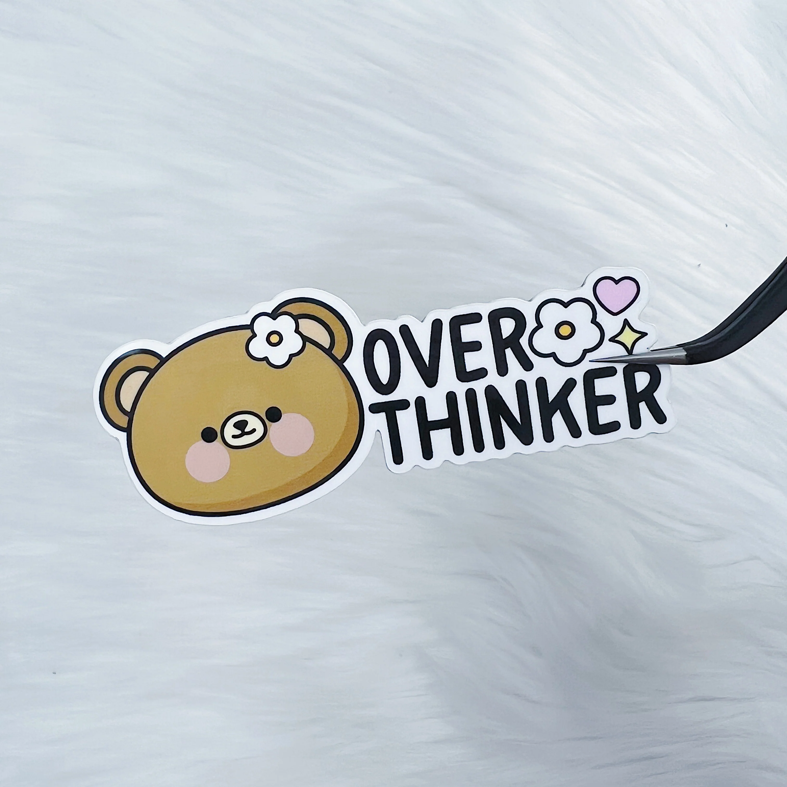 Teddy Overthinker Vinyl Sticker Die Cut - Image 2