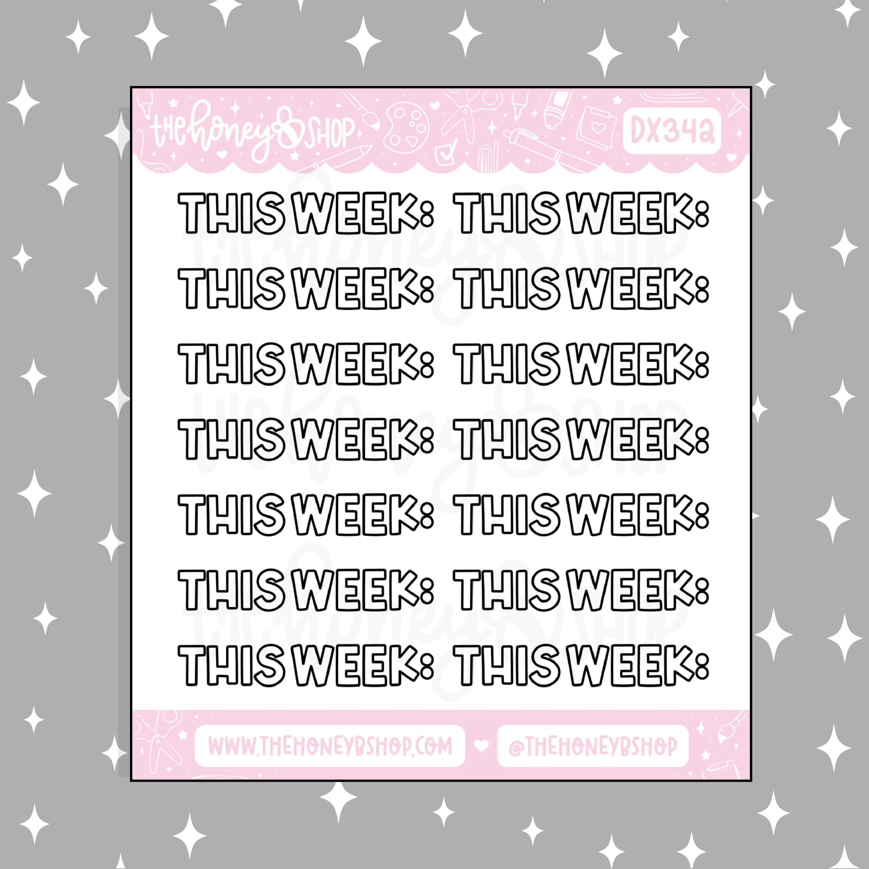 This Week Header Lettering Doodle Sticker